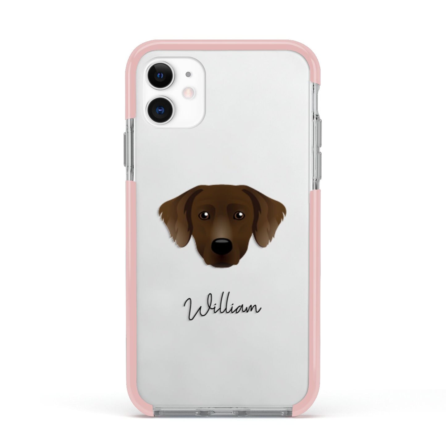 Staffador Personalised Apple iPhone 11 in White with Pink Impact Case