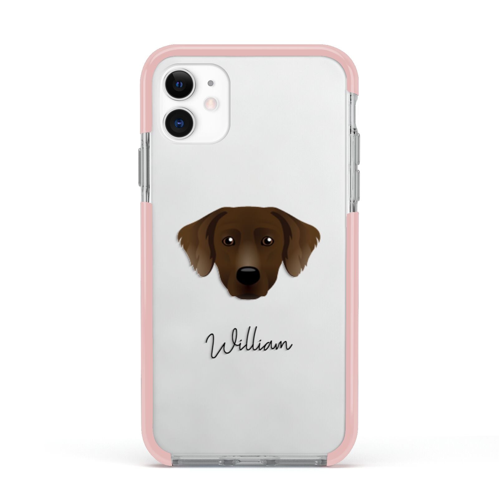 Staffador Personalised Apple iPhone 11 in White with Pink Impact Case