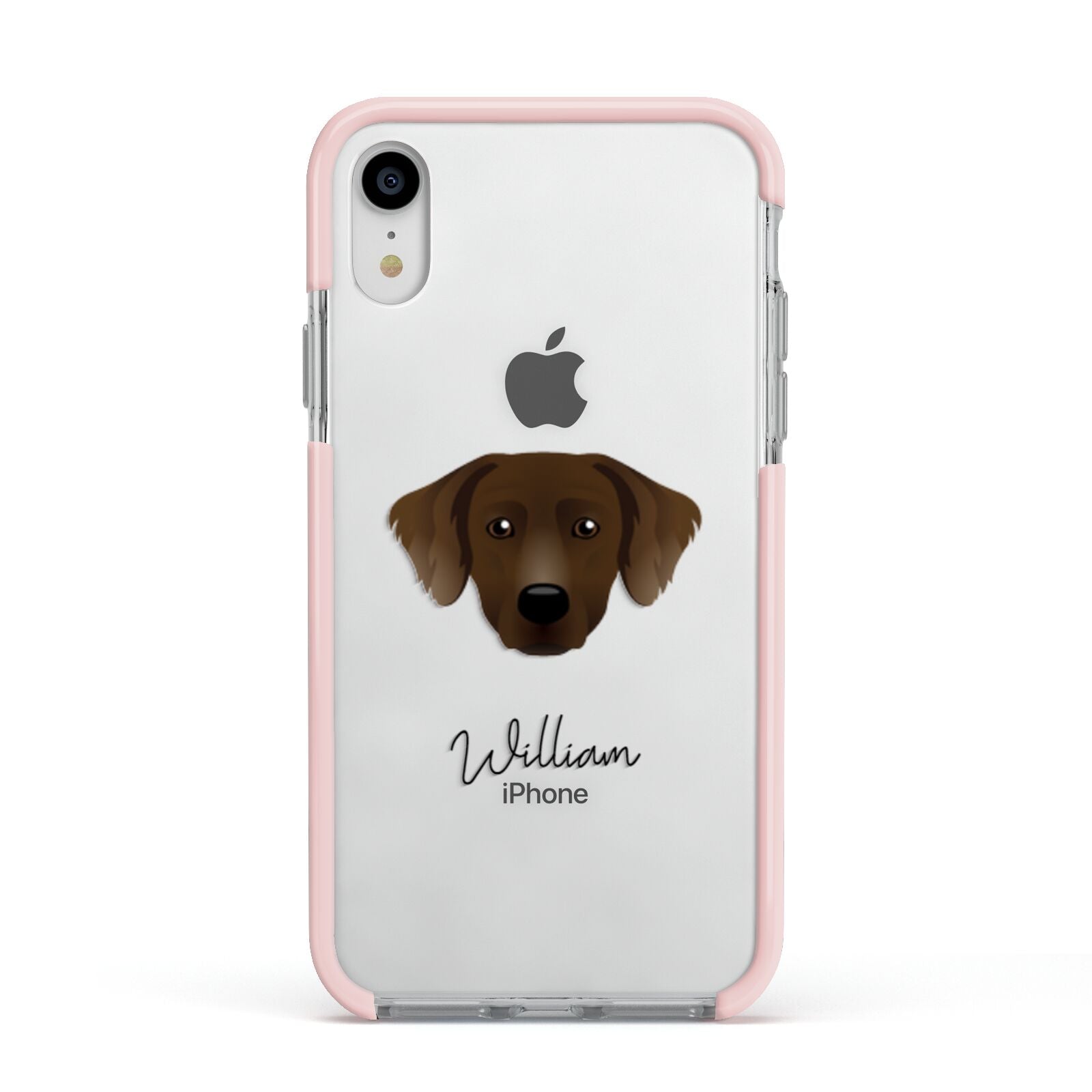 Staffador Personalised Apple iPhone XR Impact Case Pink Edge on Silver Phone