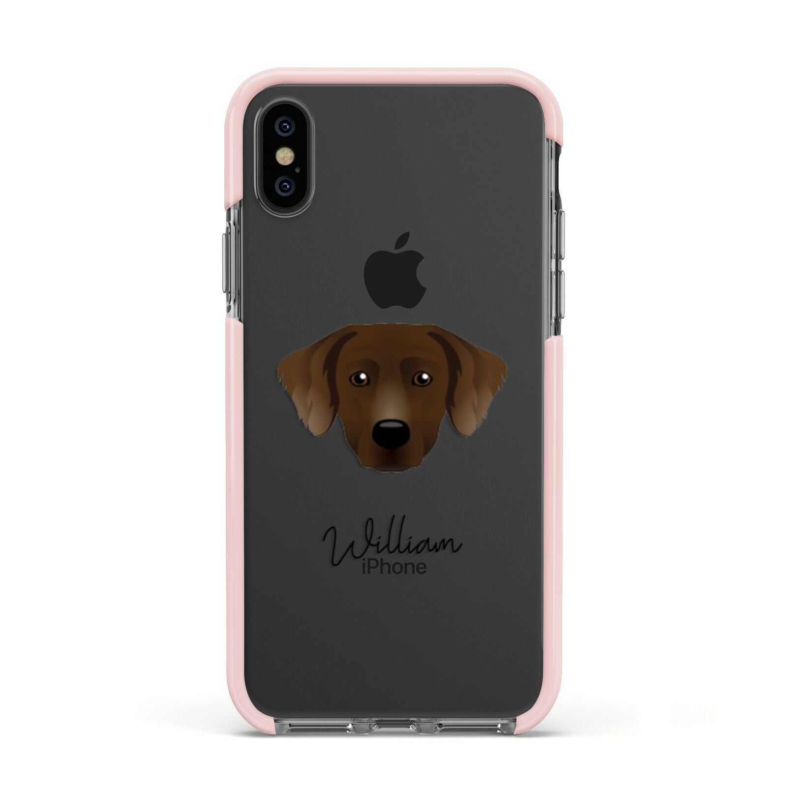 Staffador Personalised Apple iPhone Xs Impact Case Pink Edge on Black Phone