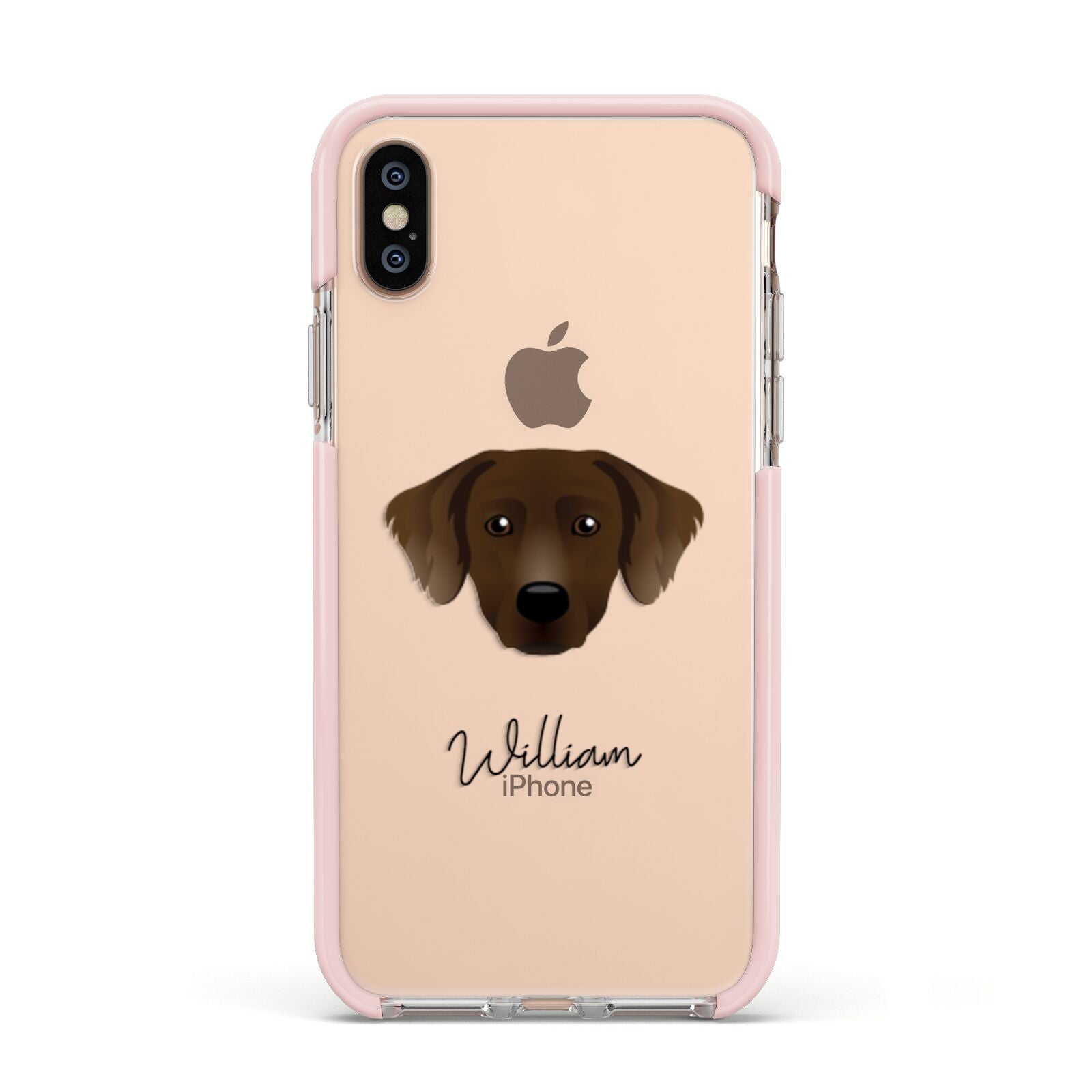 Staffador Personalised Apple iPhone Xs Impact Case Pink Edge on Gold Phone