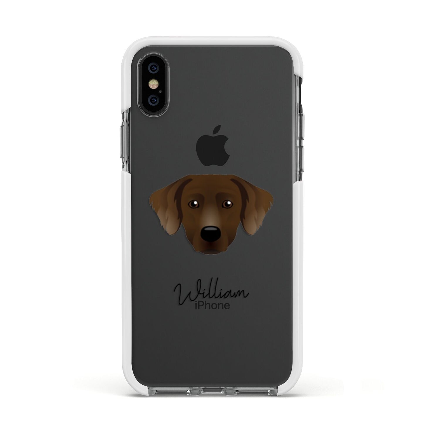 Staffador Personalised Apple iPhone Xs Impact Case White Edge on Black Phone