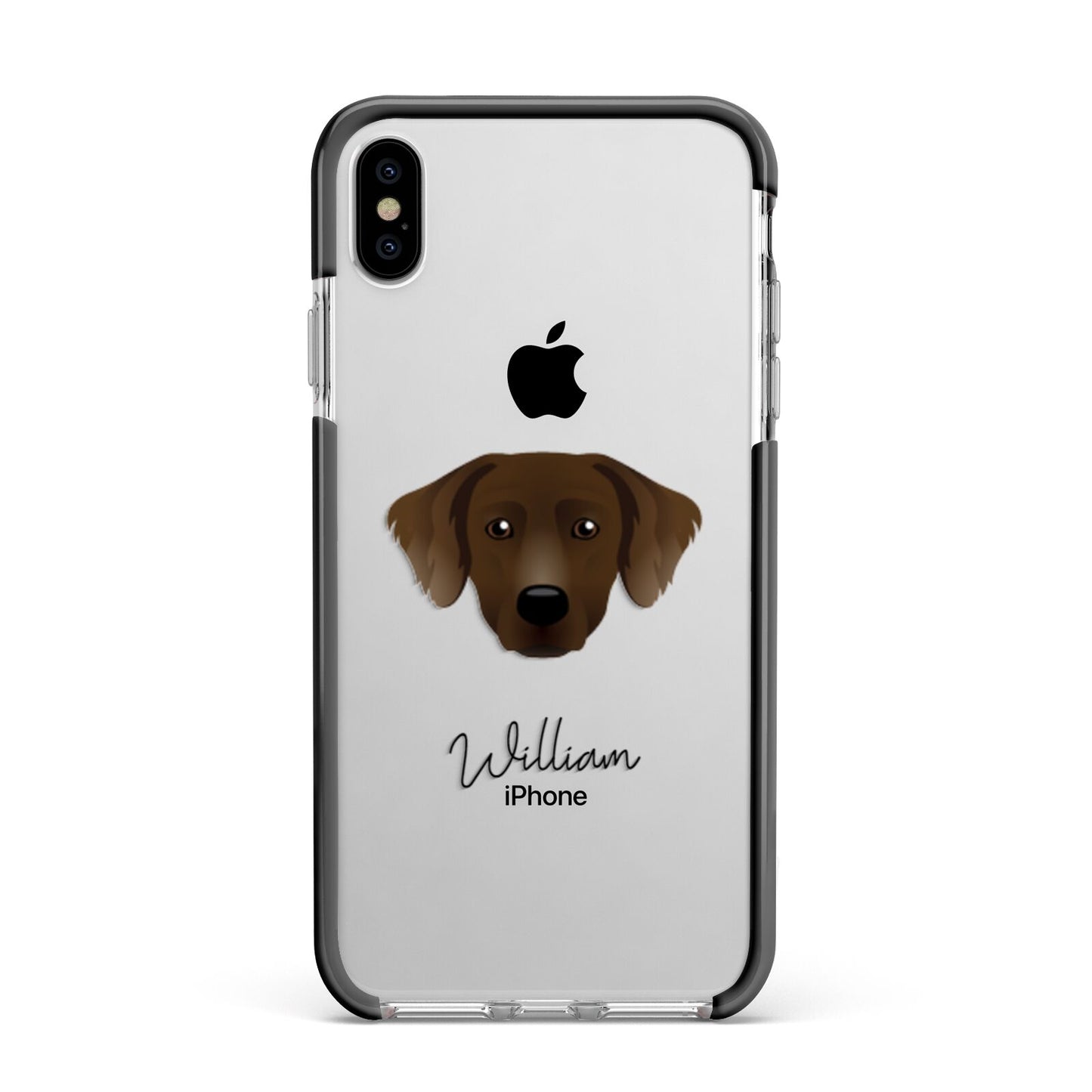 Staffador Personalised Apple iPhone Xs Max Impact Case Black Edge on Silver Phone