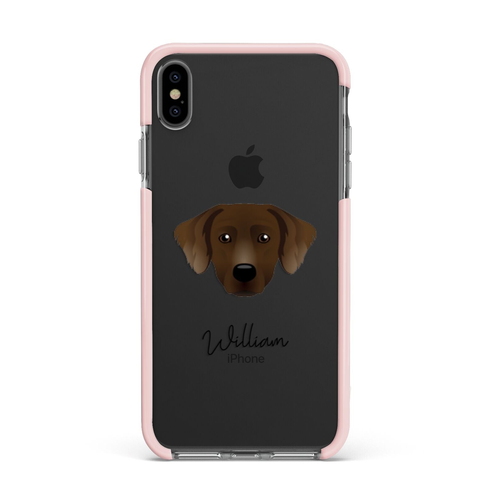 Staffador Personalised Apple iPhone Xs Max Impact Case Pink Edge on Black Phone