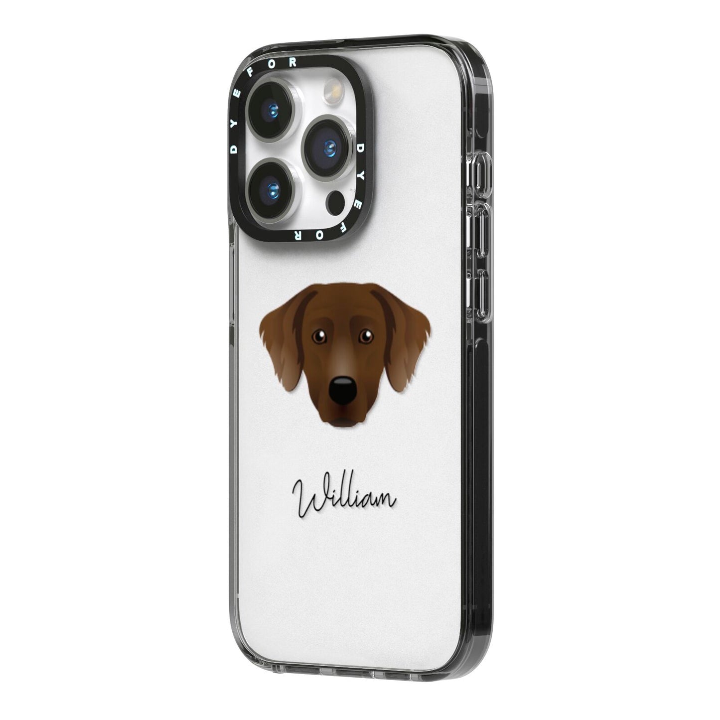Staffador Personalised iPhone 14 Pro Black Impact Case Side Angle on Silver phone
