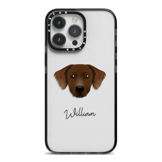 Staffador Personalised iPhone 14 Pro Max Black Impact Case on Silver phone