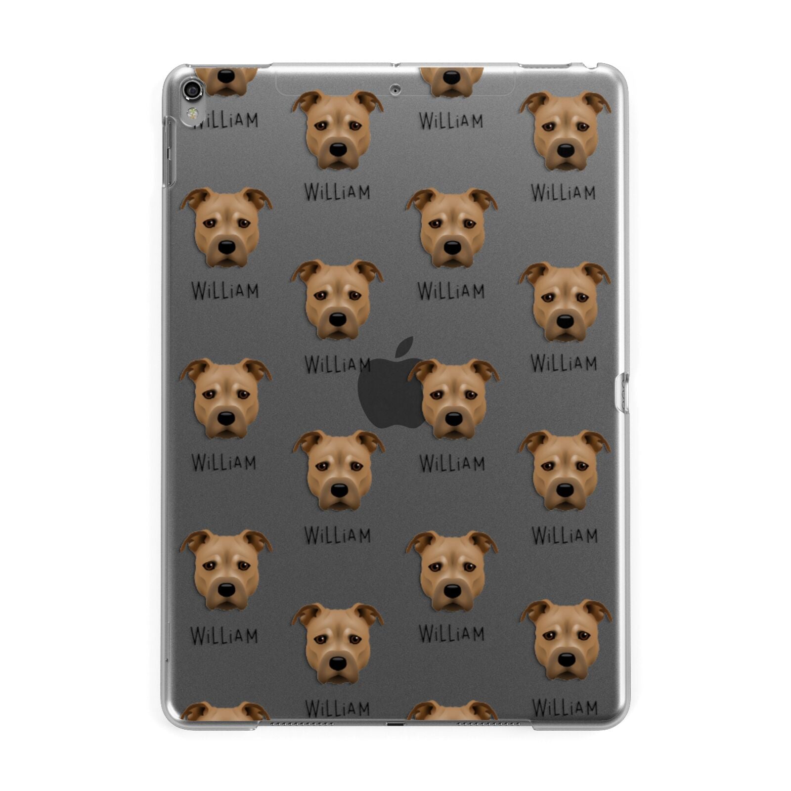 Staffordshire Bull Terrier Icon with Name Apple iPad Grey Case