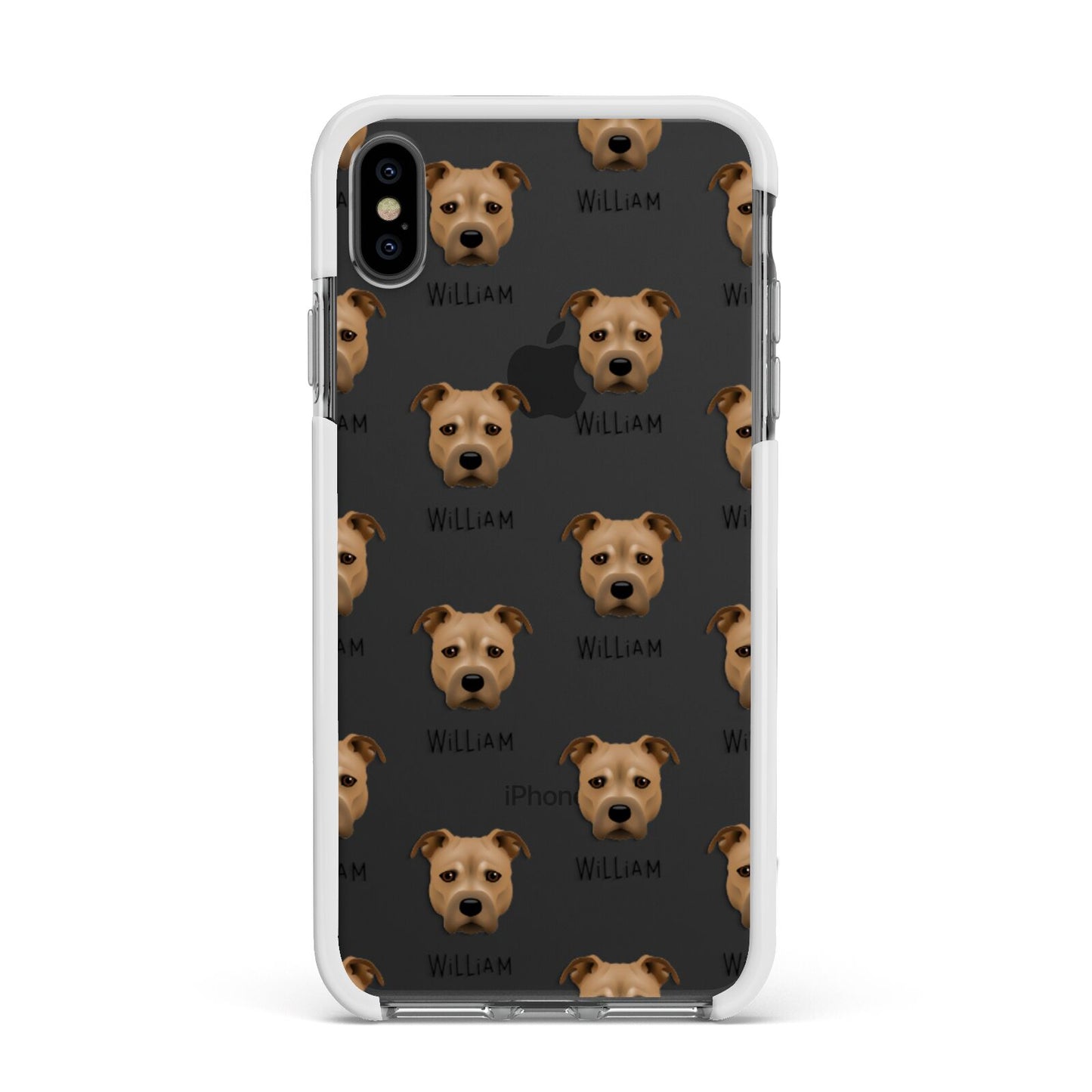 Staffordshire Bull Terrier Icon with Name Apple iPhone Xs Max Impact Case White Edge on Black Phone