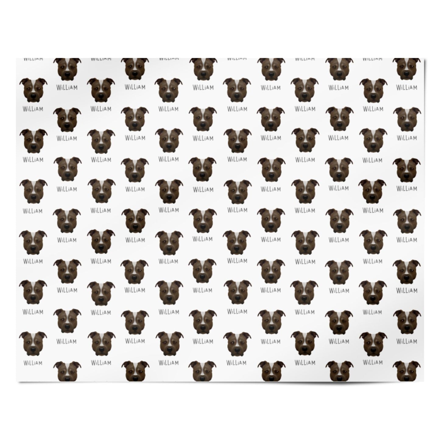 Staffordshire Bull Terrier Icon with Name Personalised Wrapping Paper Alternative