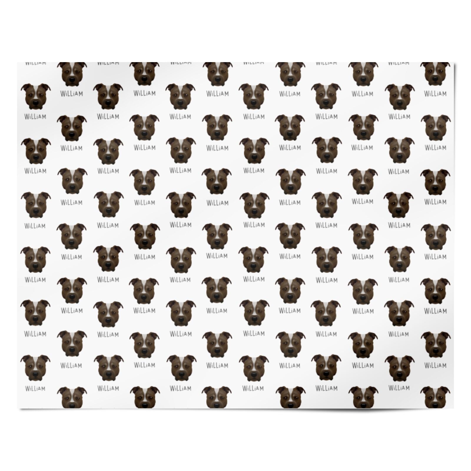 Staffordshire Bull Terrier Icon with Name Personalised Wrapping Paper Alternative