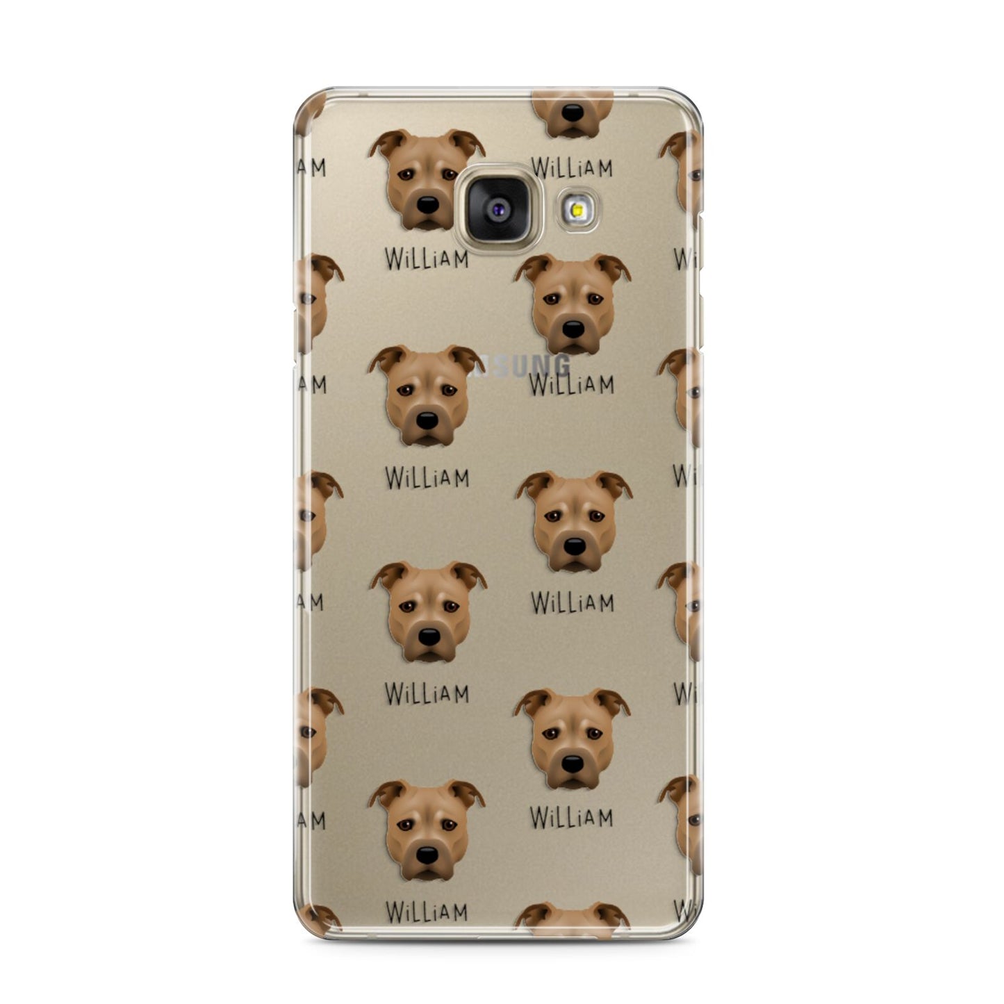 Staffordshire Bull Terrier Icon with Name Samsung Galaxy A3 2016 Case on gold phone