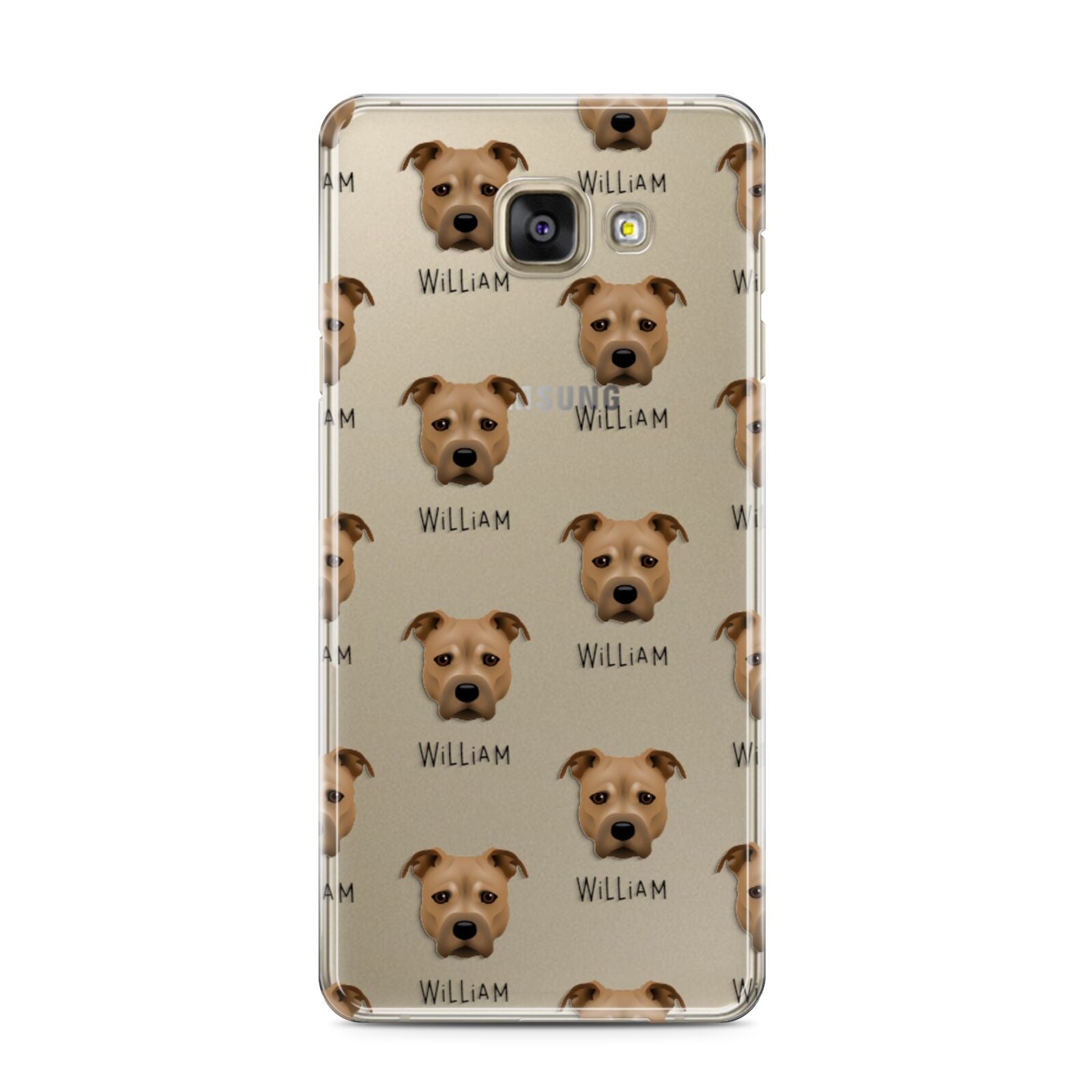 Staffordshire Bull Terrier Icon with Name Samsung Galaxy A3 2016 Case on gold phone