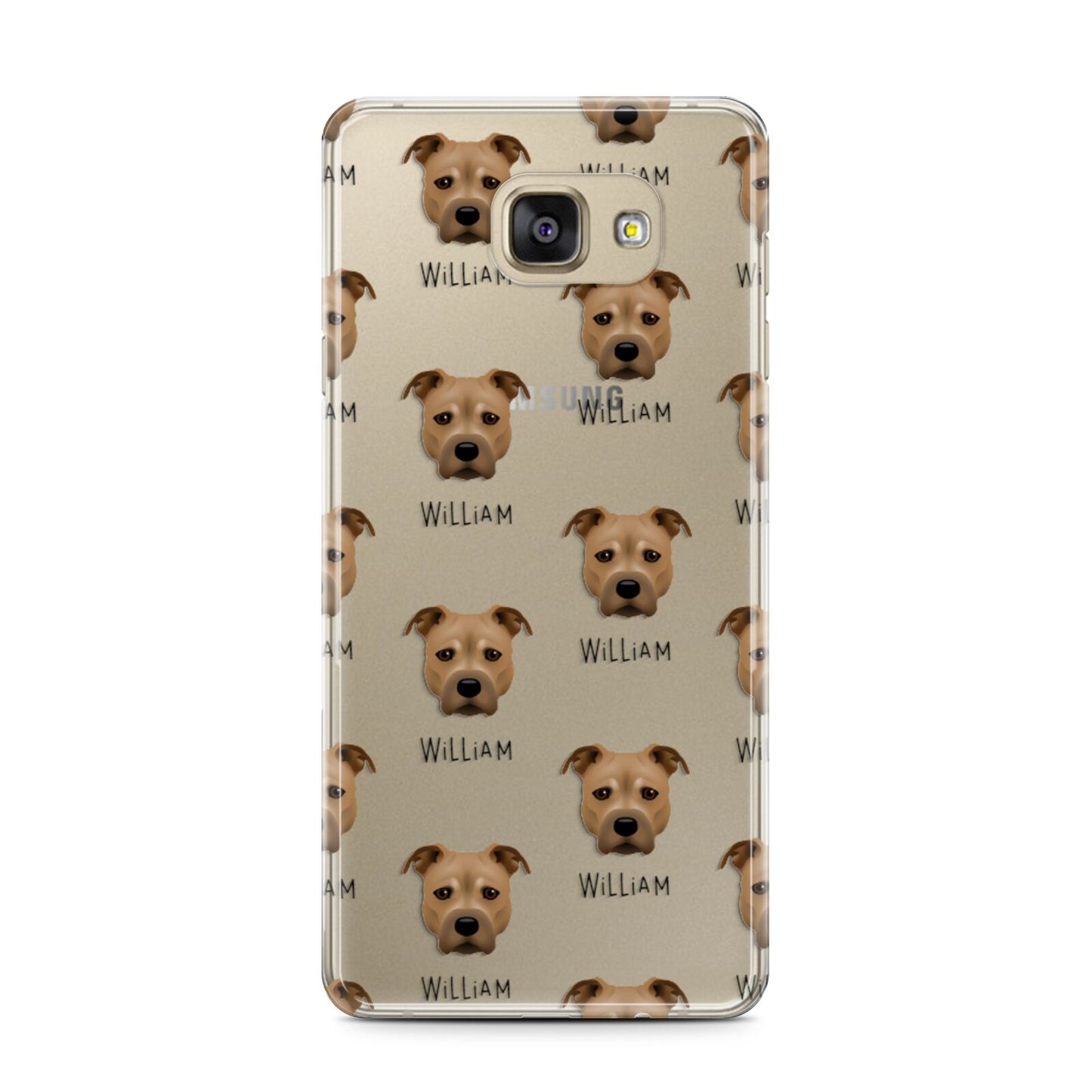 Staffordshire Bull Terrier Icon with Name Samsung Galaxy A7 2016 Case on gold phone