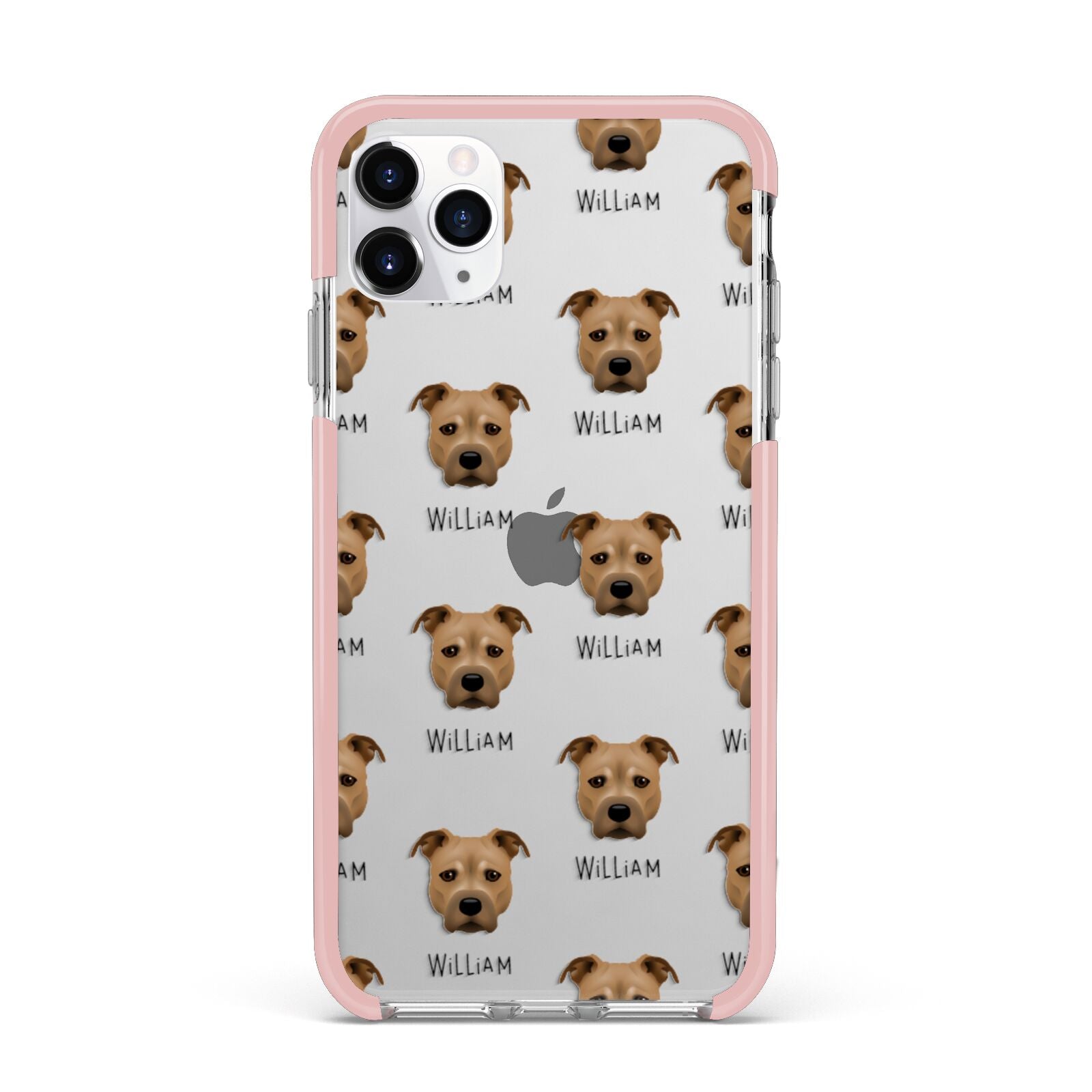 Staffordshire Bull Terrier Icon with Name iPhone 11 Pro Max Impact Pink Edge Case