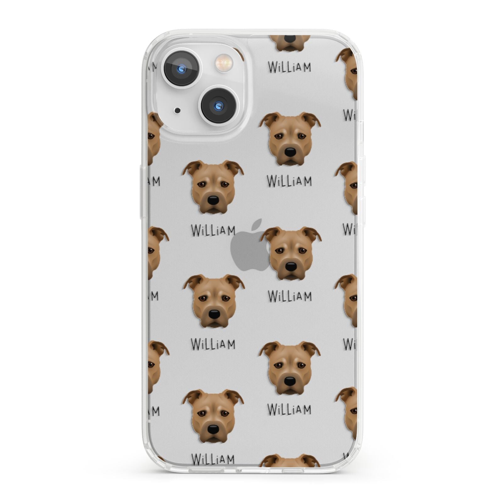 Staffordshire Bull Terrier Icon with Name iPhone 13 Clear Bumper Case