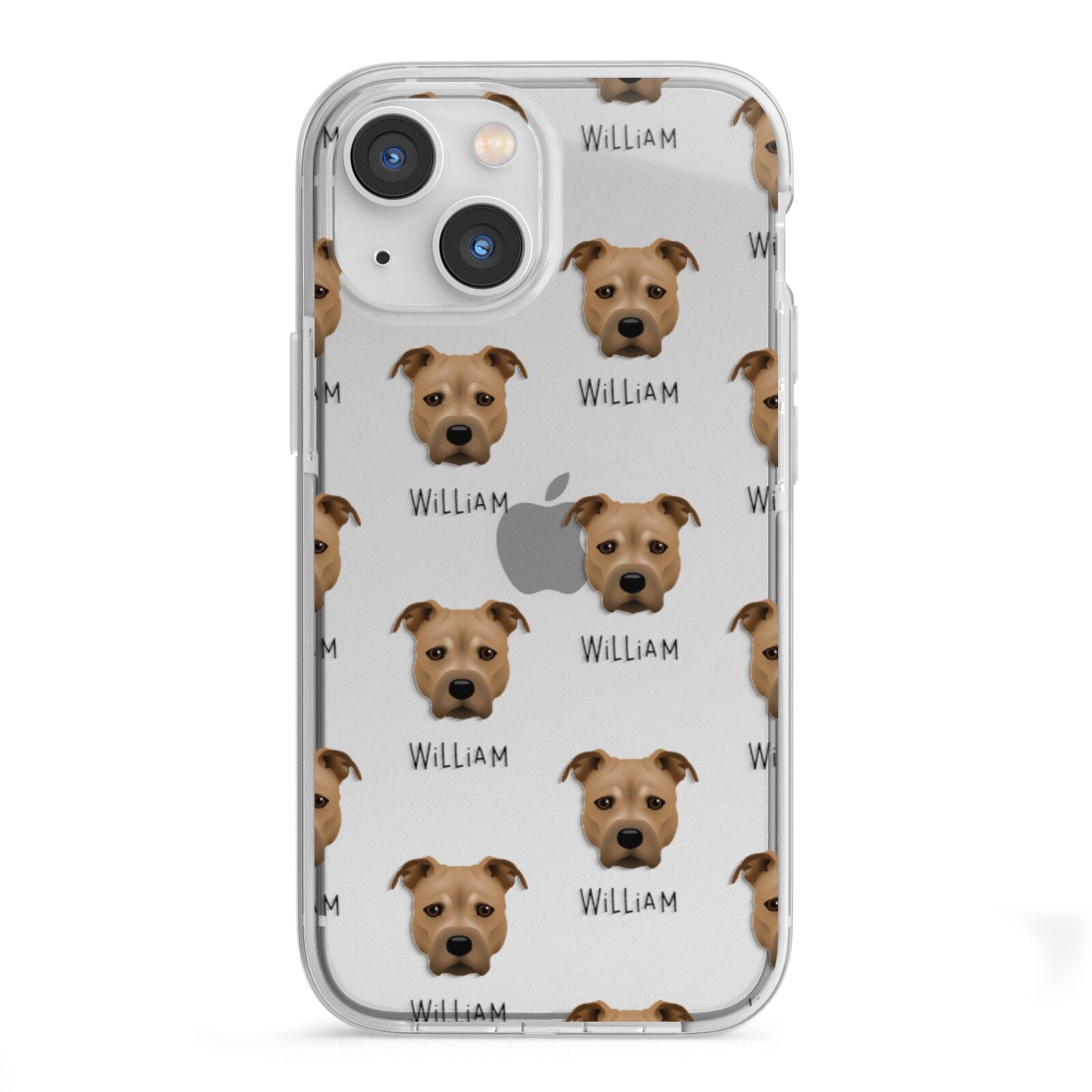 Staffordshire Bull Terrier Icon with Name iPhone 13 Mini TPU Impact Case with White Edges