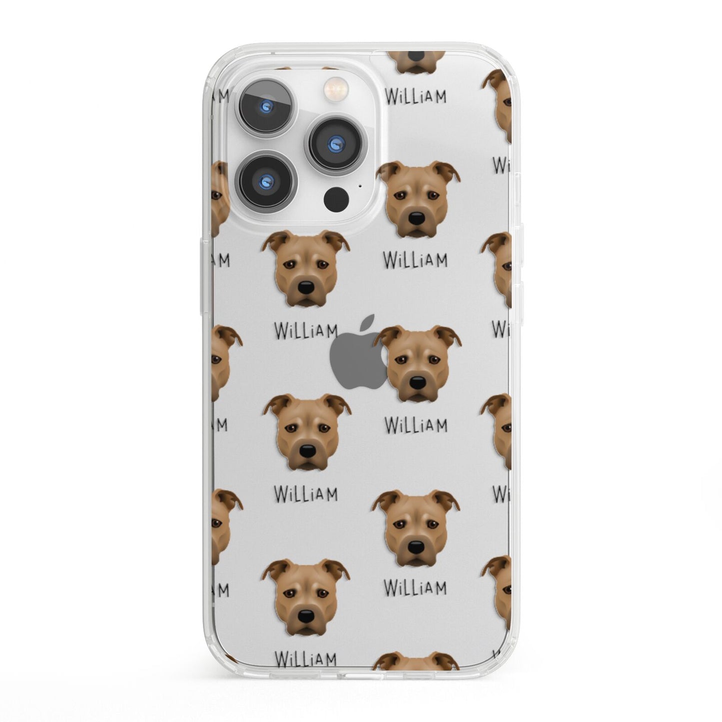 Staffordshire Bull Terrier Icon with Name iPhone 13 Pro Clear Bumper Case