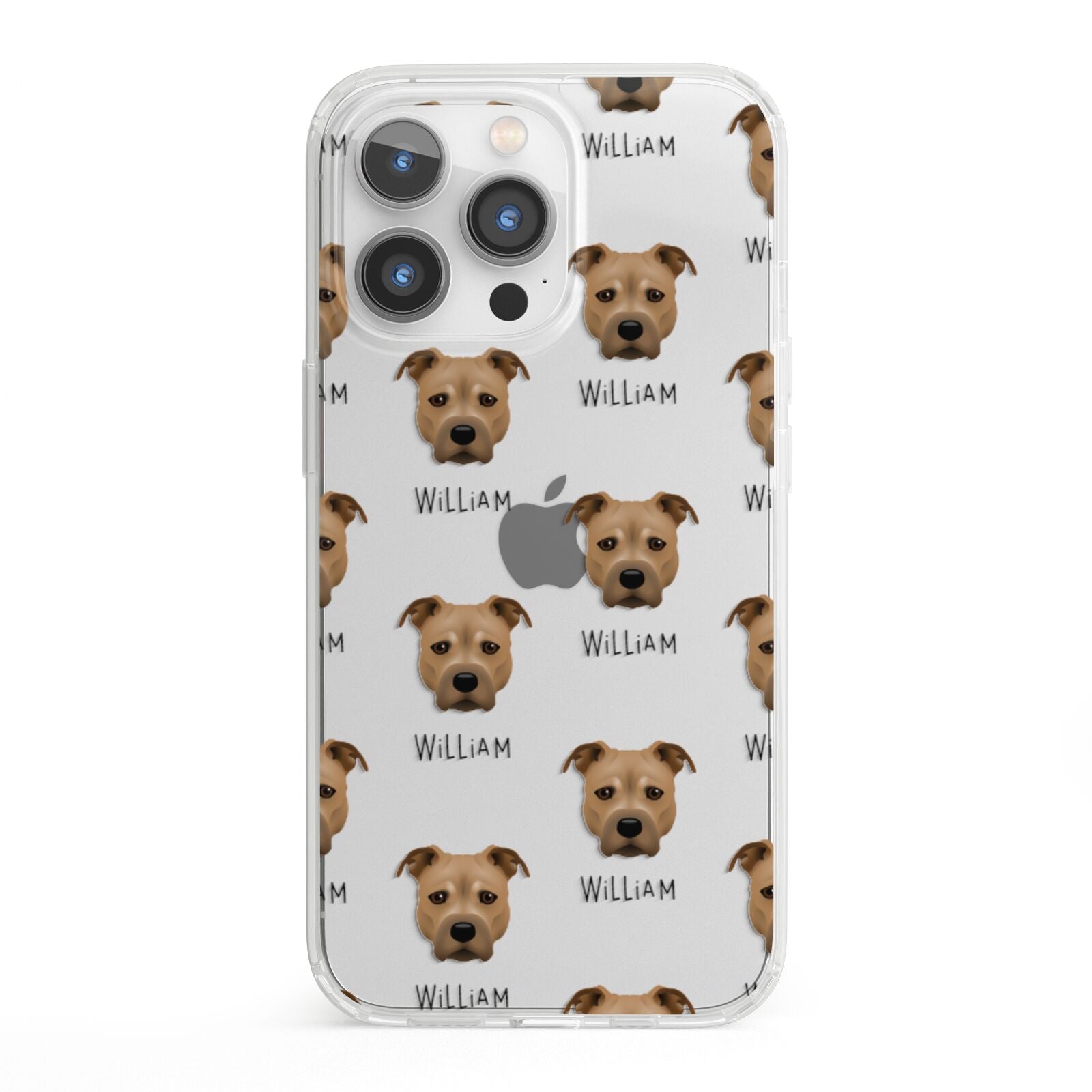 Staffordshire Bull Terrier Icon with Name iPhone 13 Pro Clear Bumper Case
