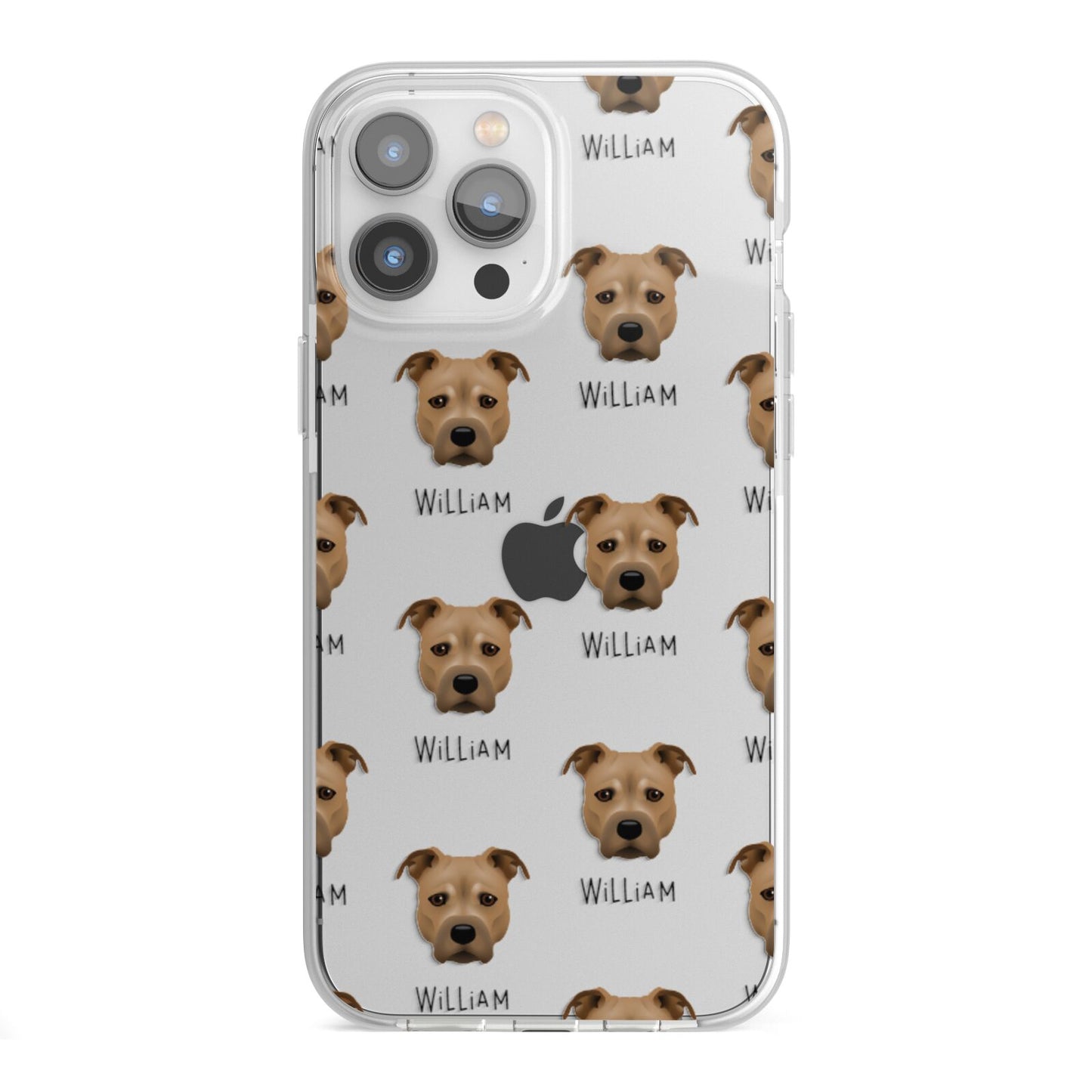 Staffordshire Bull Terrier Icon with Name iPhone 13 Pro Max TPU Impact Case with White Edges