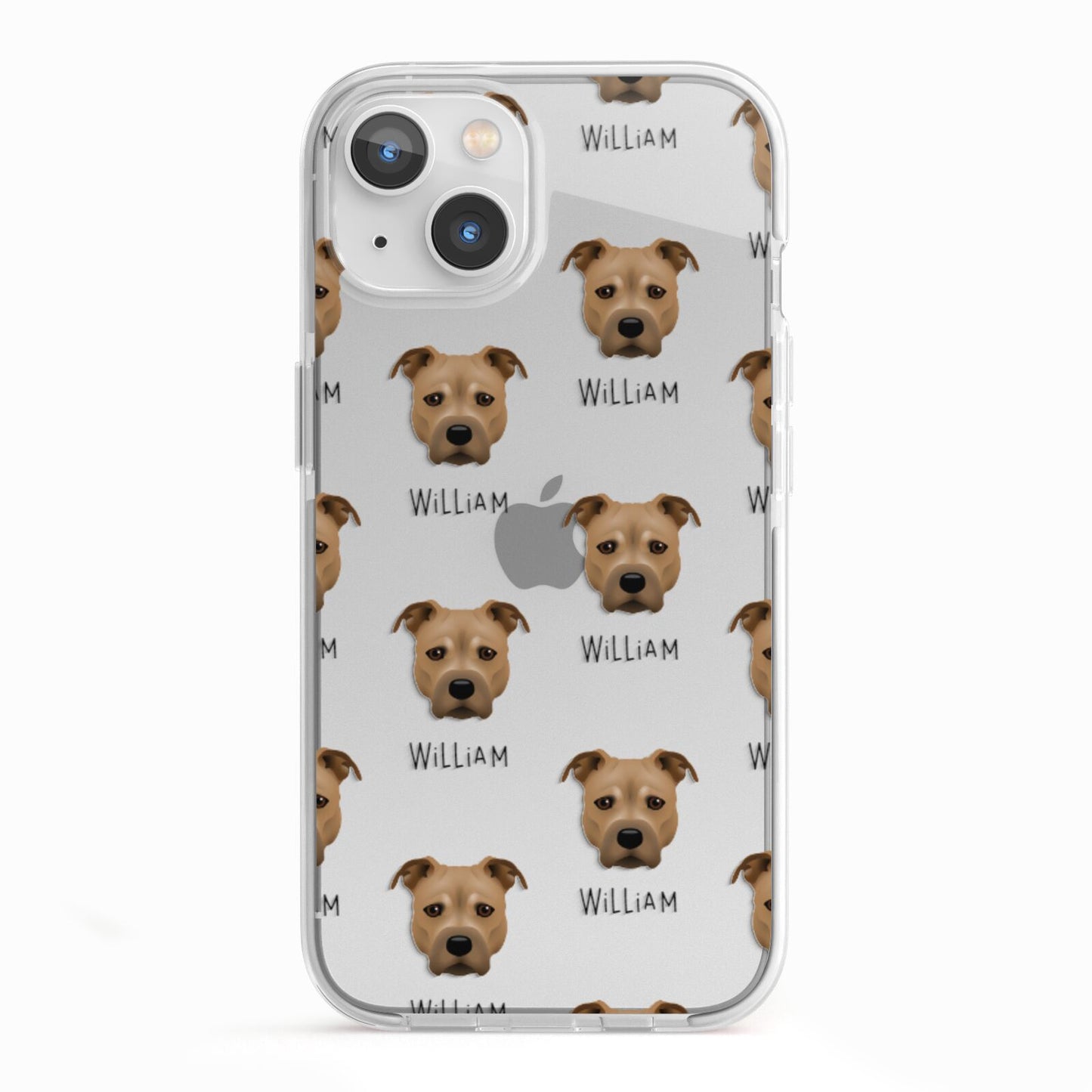 Staffordshire Bull Terrier Icon with Name iPhone 13 TPU Impact Case with White Edges