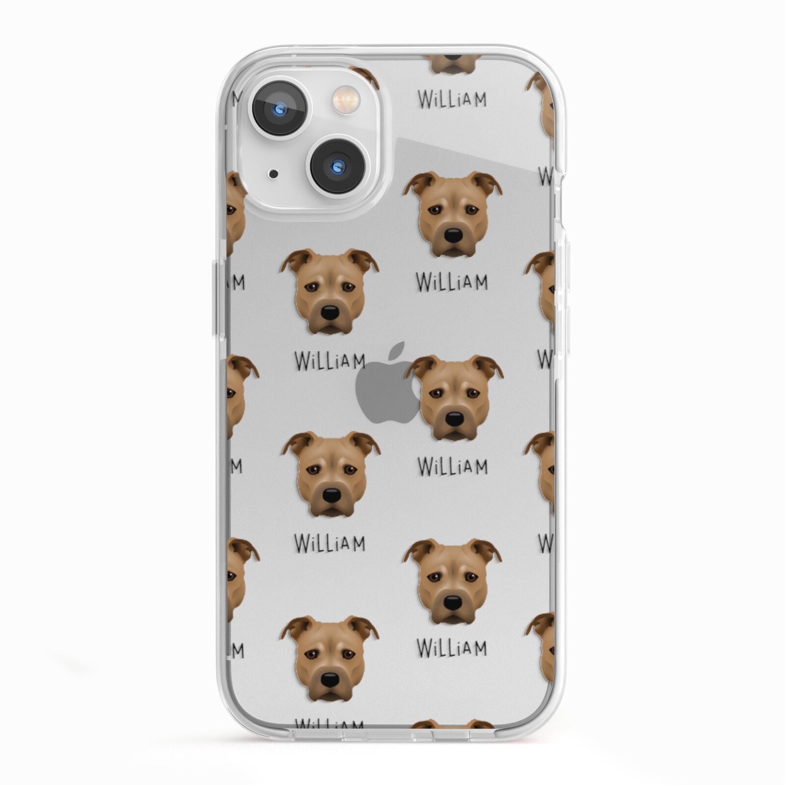 Staffordshire Bull Terrier Icon with Name iPhone 13 TPU Impact Case with White Edges
