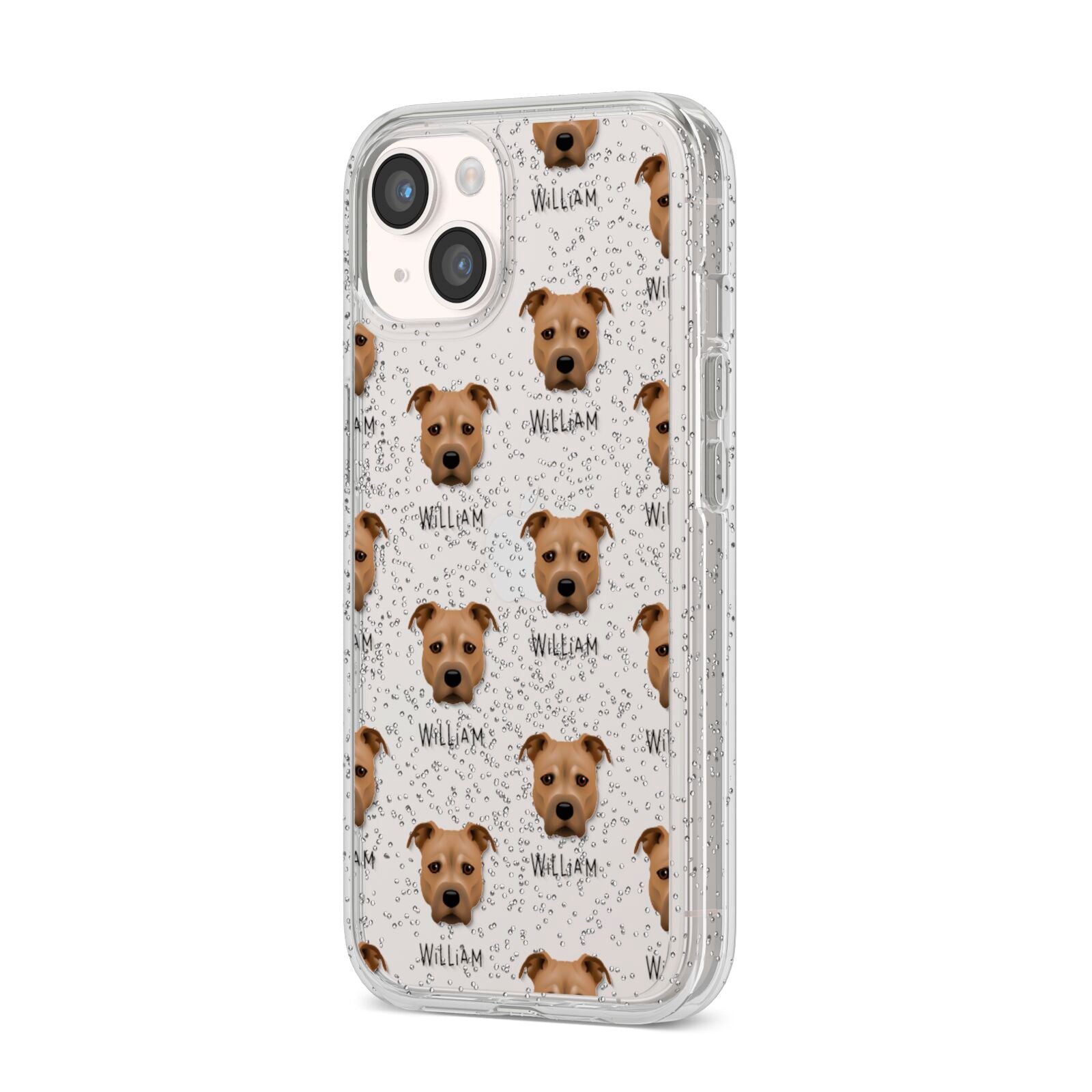 Staffordshire Bull Terrier Icon with Name iPhone 14 Glitter Tough Case Starlight Angled Image