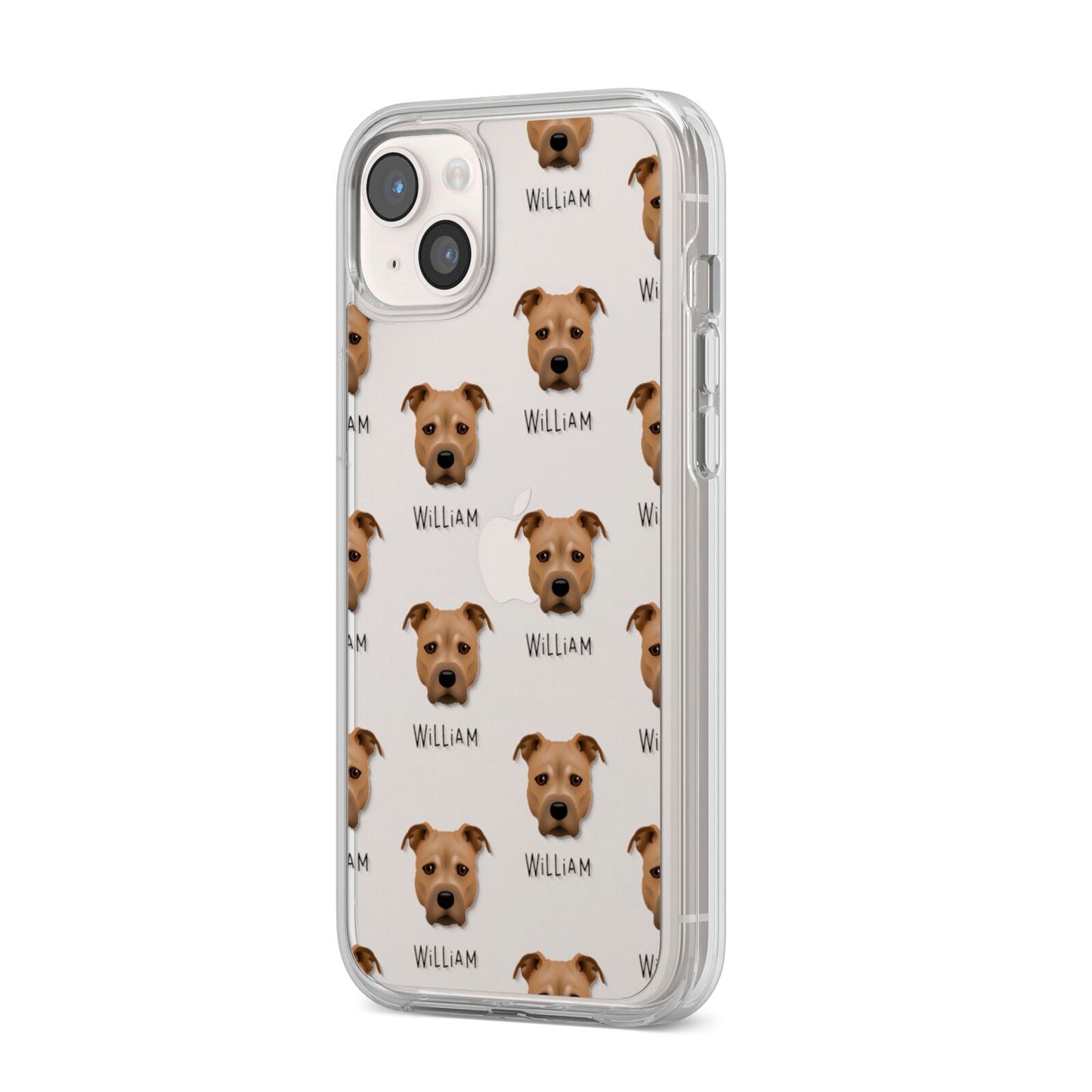 Staffordshire Bull Terrier Icon with Name iPhone 14 Plus Clear Tough Case Starlight Angled Image