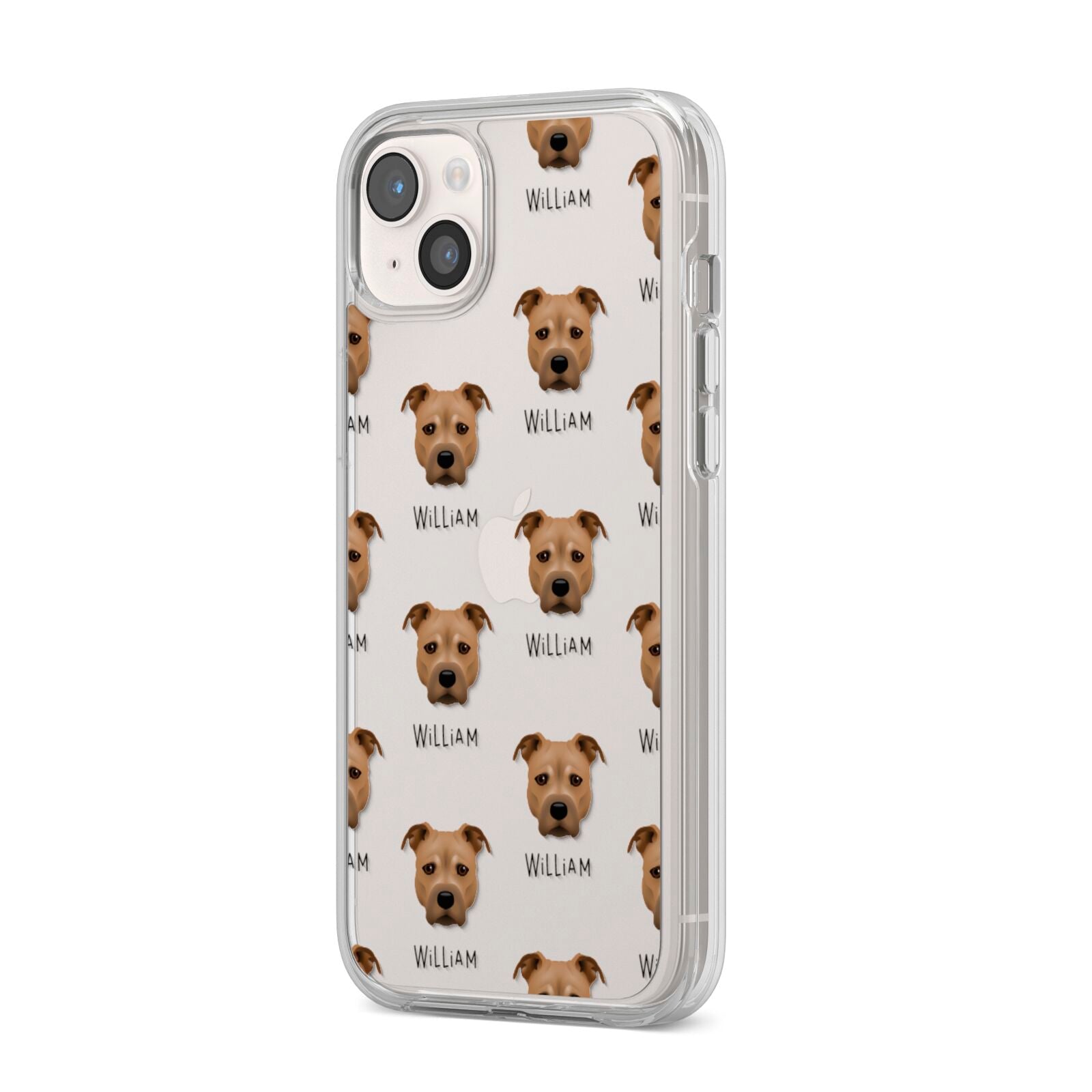 Staffordshire Bull Terrier Icon with Name iPhone 14 Plus Clear Tough Case Starlight Angled Image