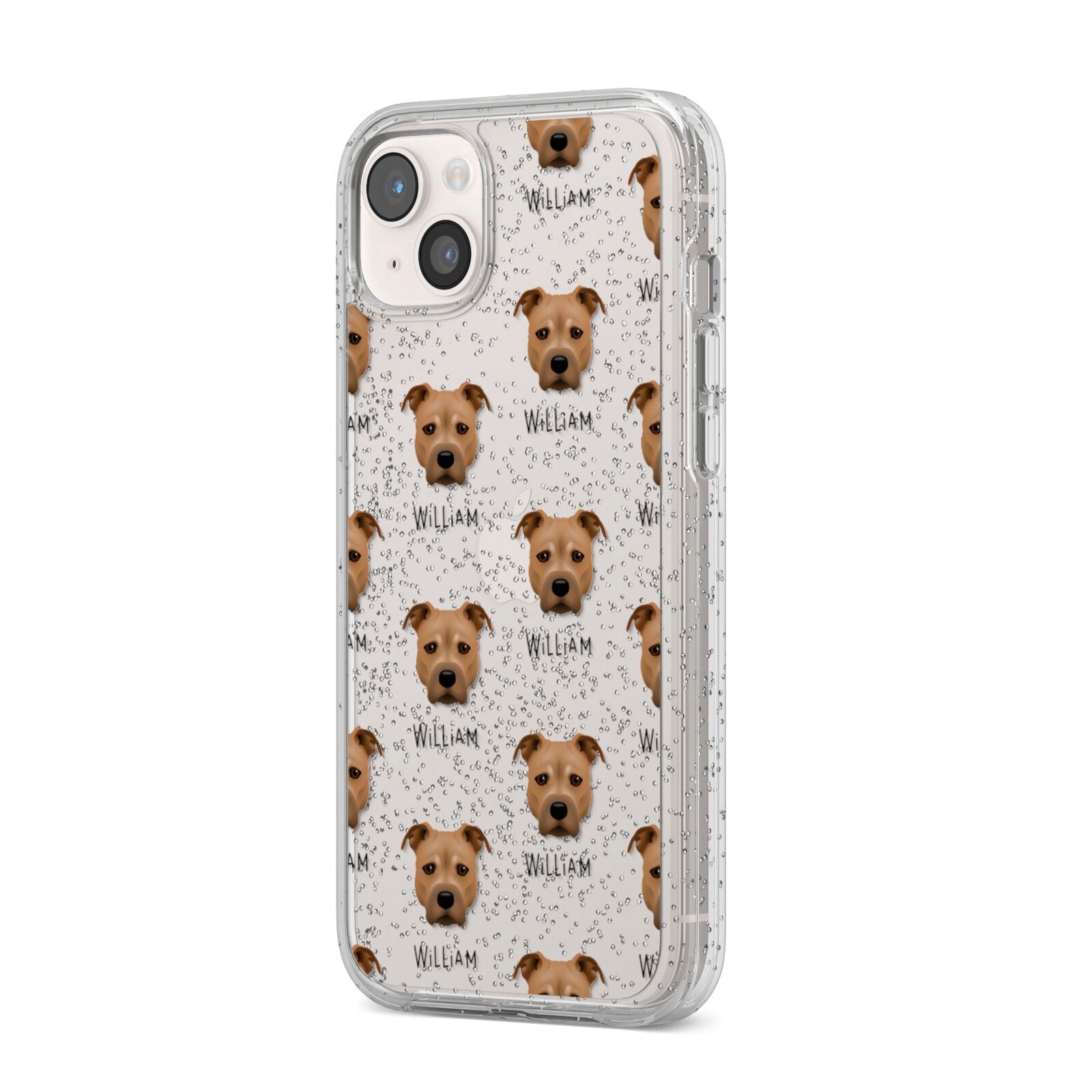 Staffordshire Bull Terrier Icon with Name iPhone 14 Plus Glitter Tough Case Starlight Angled Image