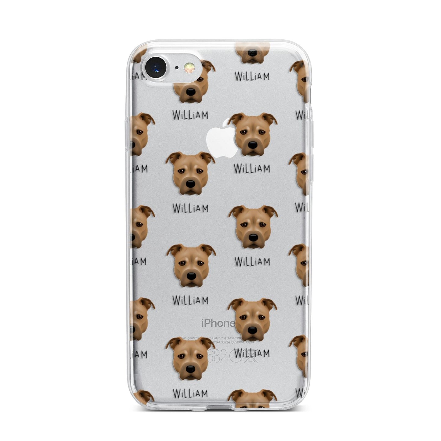 Staffordshire Bull Terrier Icon with Name iPhone 7 Bumper Case on Silver iPhone