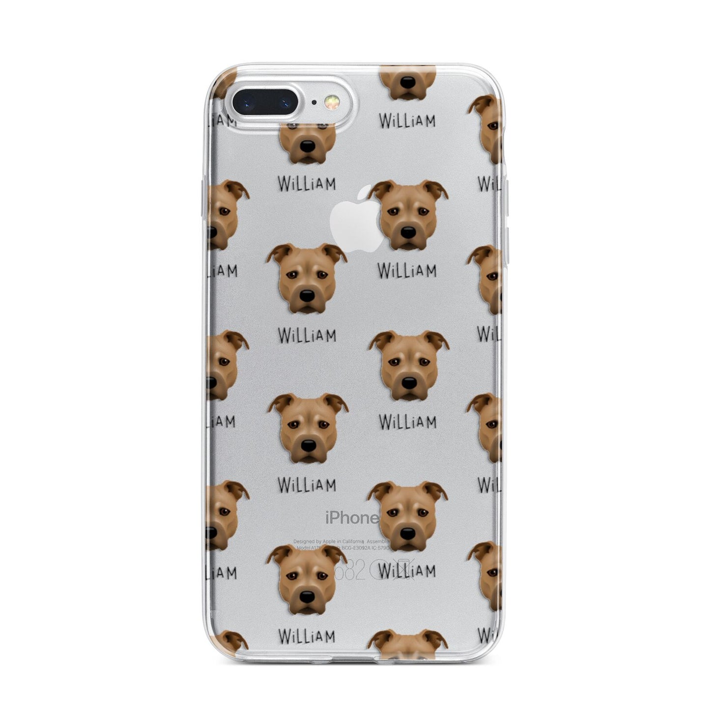 Staffordshire Bull Terrier Icon with Name iPhone 7 Plus Bumper Case on Silver iPhone