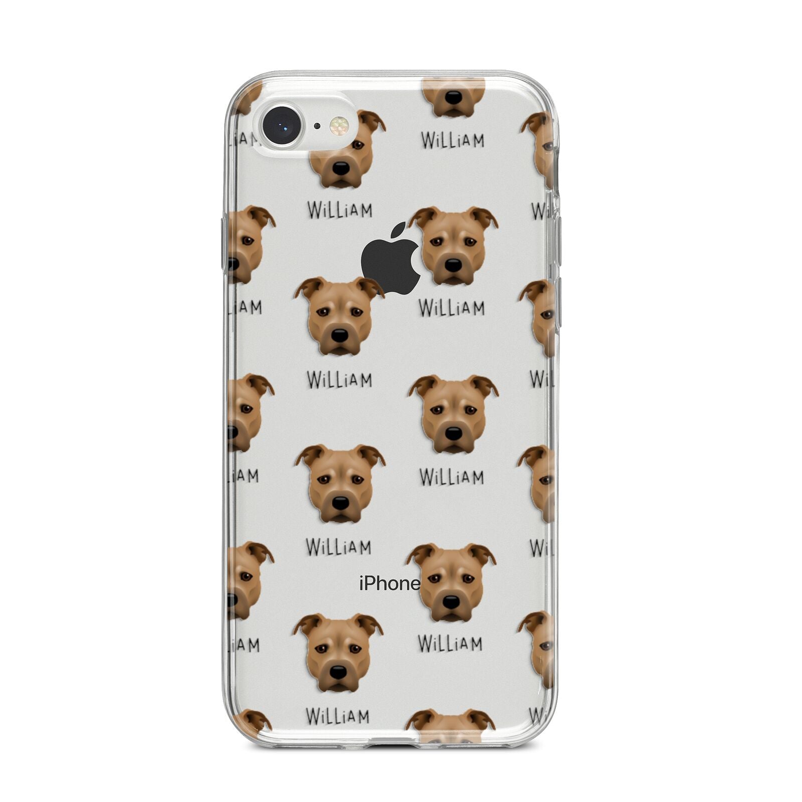 Staffordshire Bull Terrier Icon with Name iPhone 8 Bumper Case on Silver iPhone