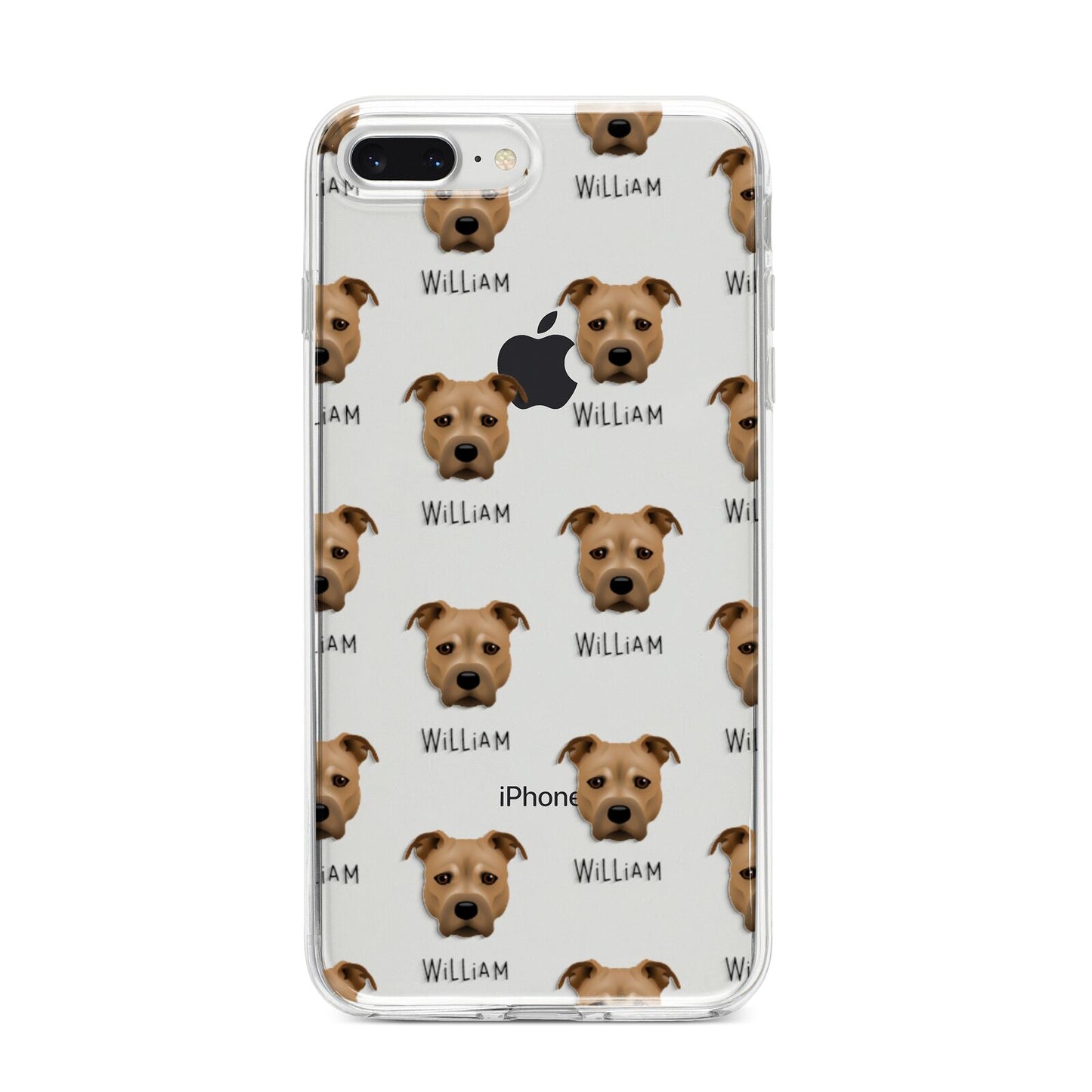 Staffordshire Bull Terrier Icon with Name iPhone 8 Plus Bumper Case on Silver iPhone