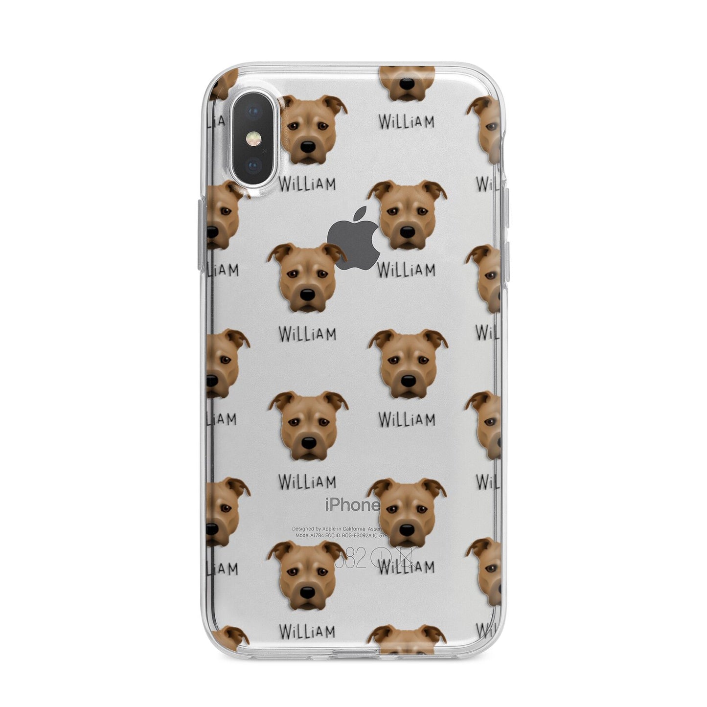 Staffordshire Bull Terrier Icon with Name iPhone X Bumper Case on Silver iPhone Alternative Image 1