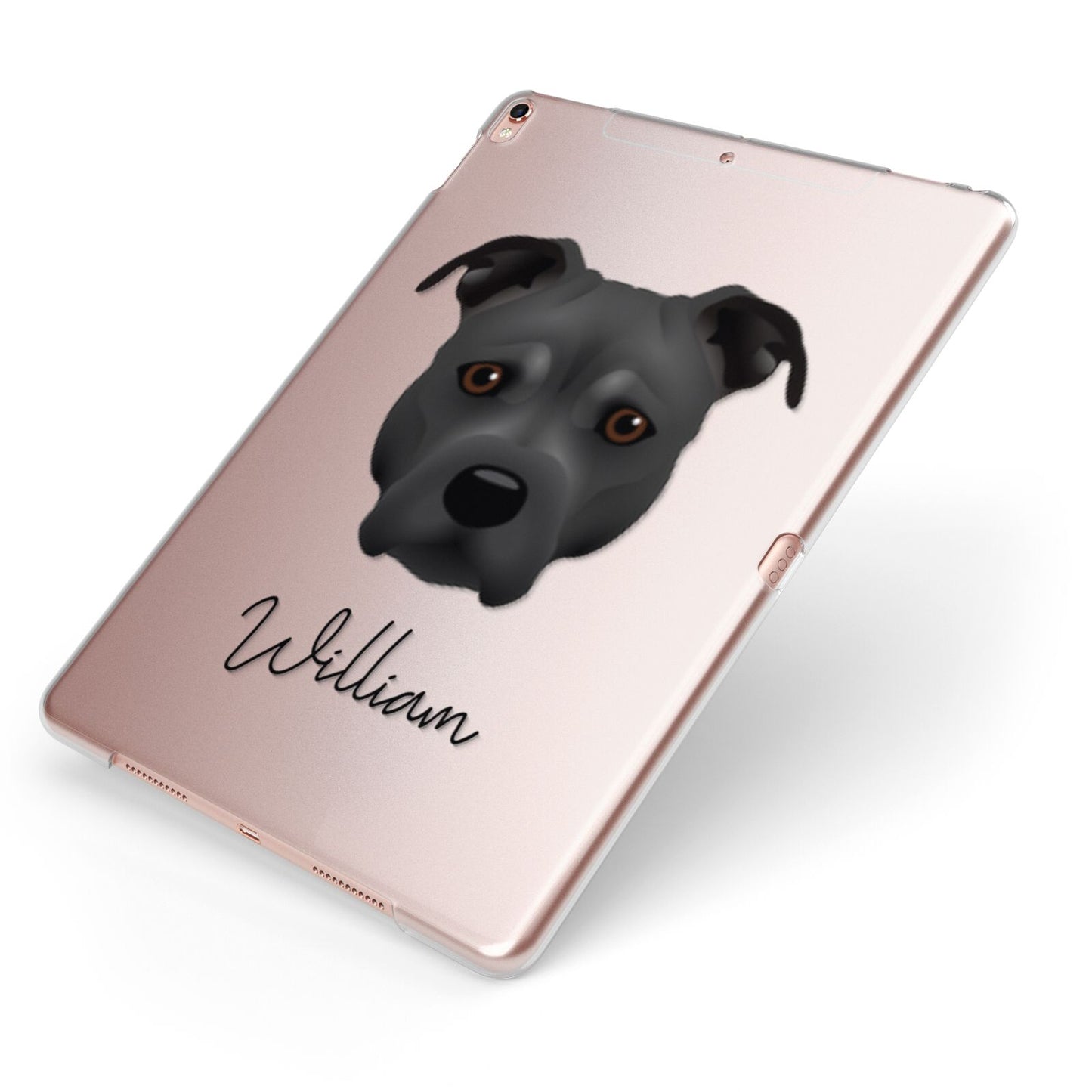 Staffordshire Bull Terrier Personalised Apple iPad Case on Rose Gold iPad Side View