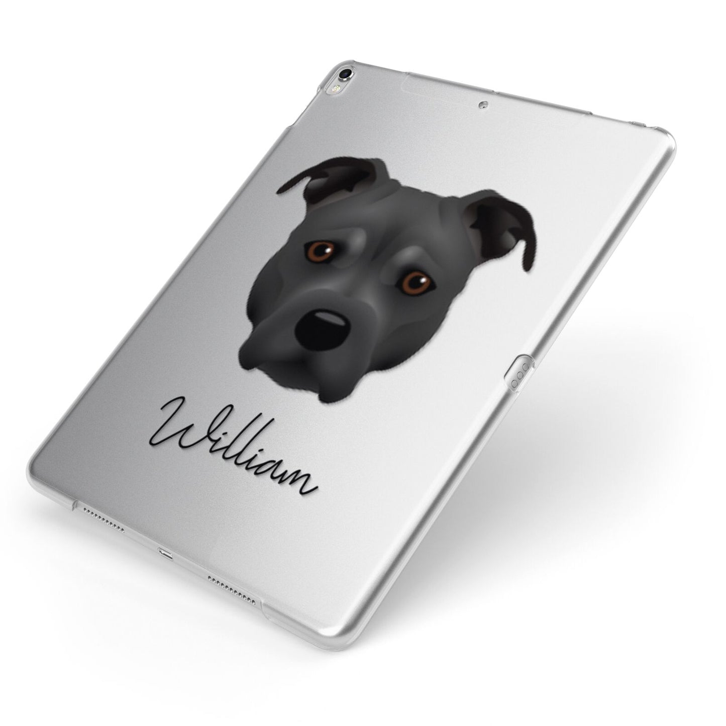 Staffordshire Bull Terrier Personalised Apple iPad Case on Silver iPad Side View