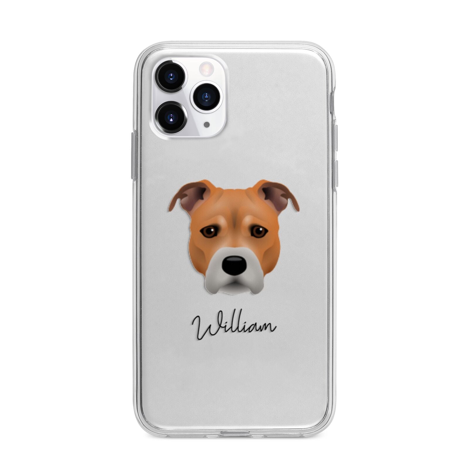 Staffordshire Bull Terrier Personalised Apple iPhone 11 Pro Max in Silver with Bumper Case