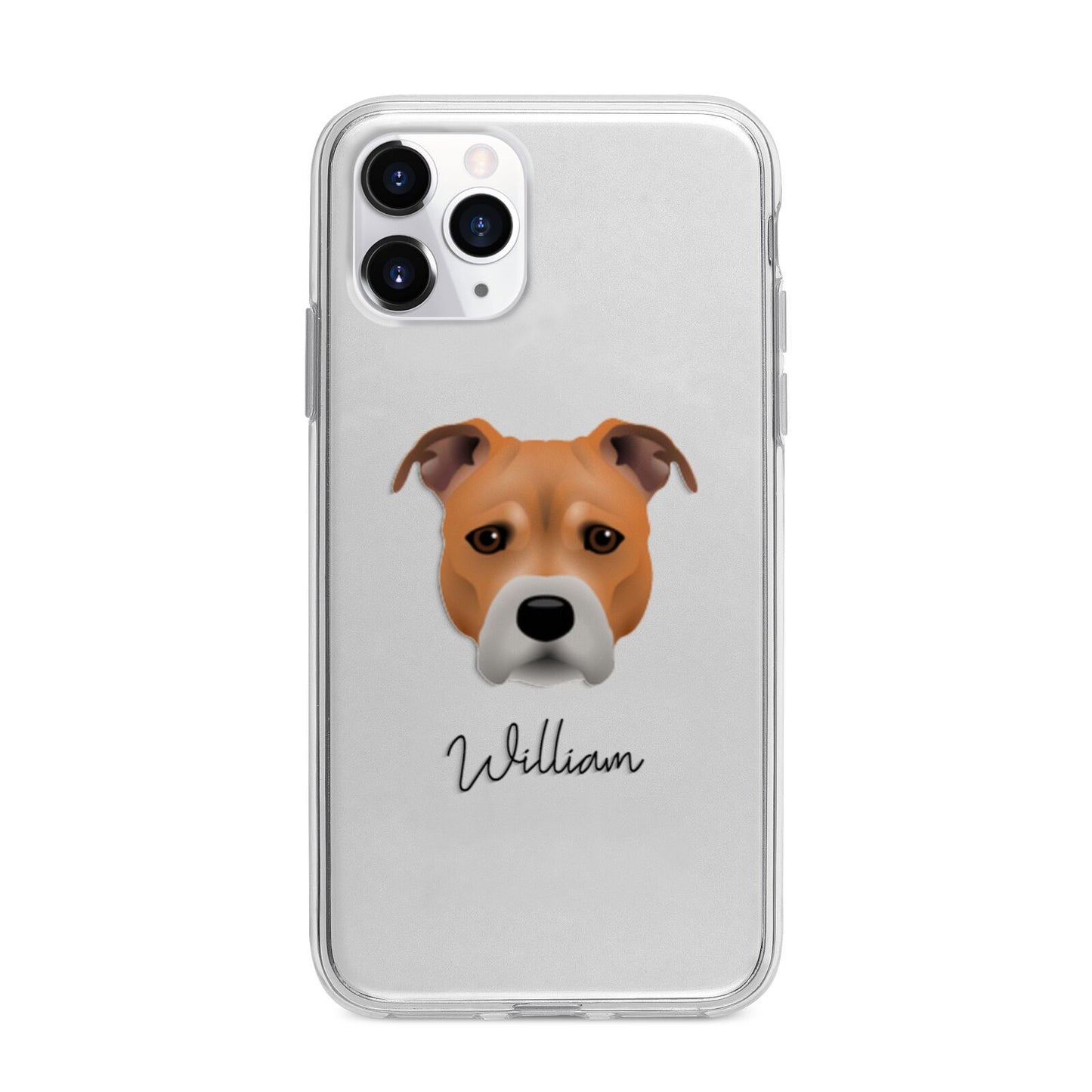 Staffordshire Bull Terrier Personalised Apple iPhone 11 Pro in Silver with Bumper Case