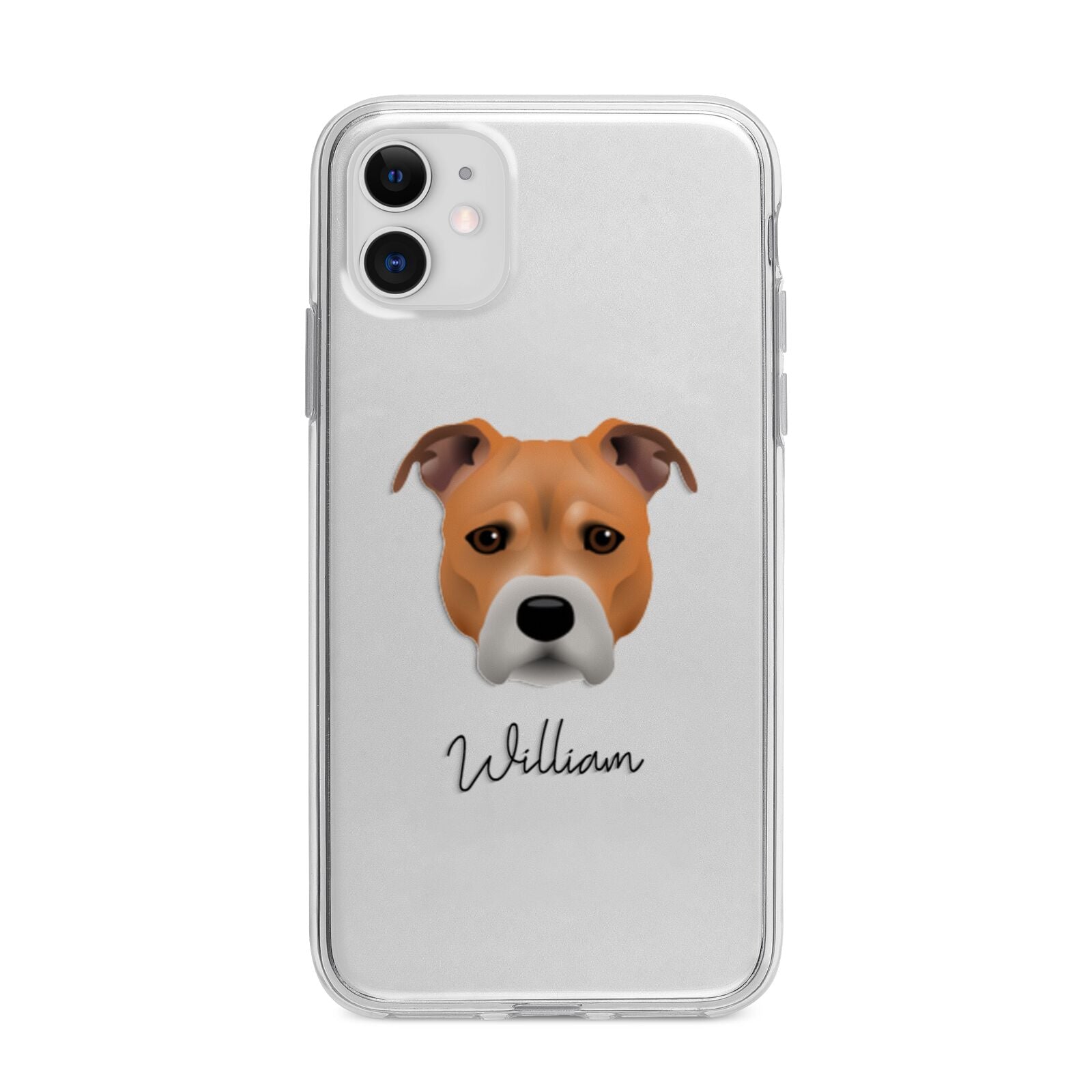 Staffordshire Bull Terrier Personalised Apple iPhone 11 in White with Bumper Case