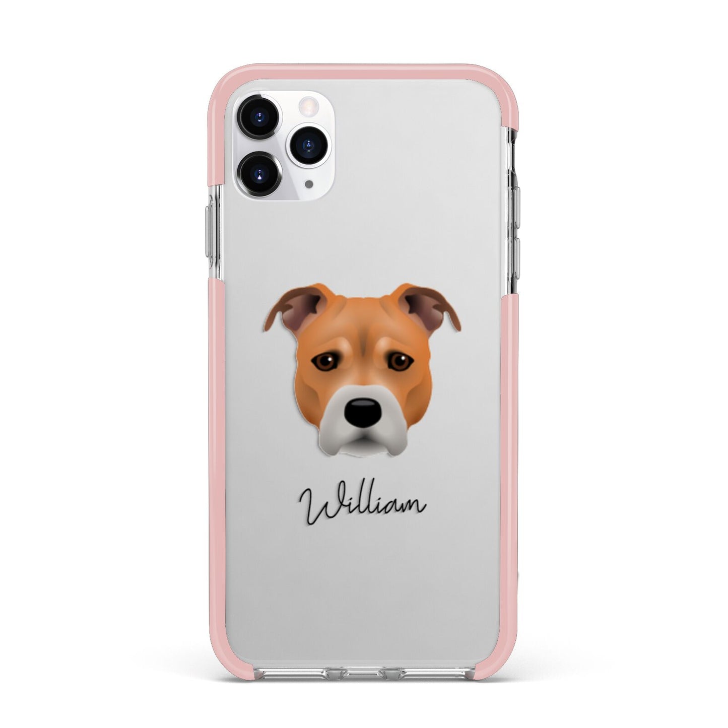 Staffordshire Bull Terrier Personalised iPhone 11 Pro Max Impact Pink Edge Case