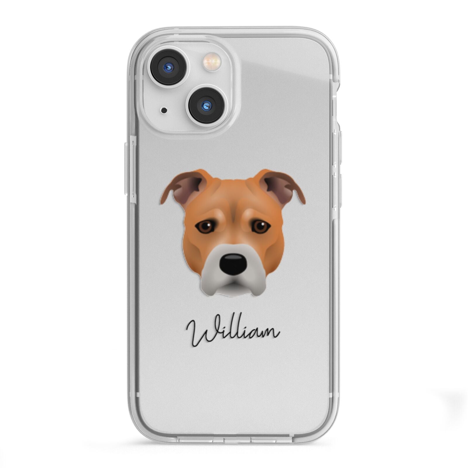 Staffordshire Bull Terrier Personalised iPhone 13 Mini TPU Impact Case with White Edges