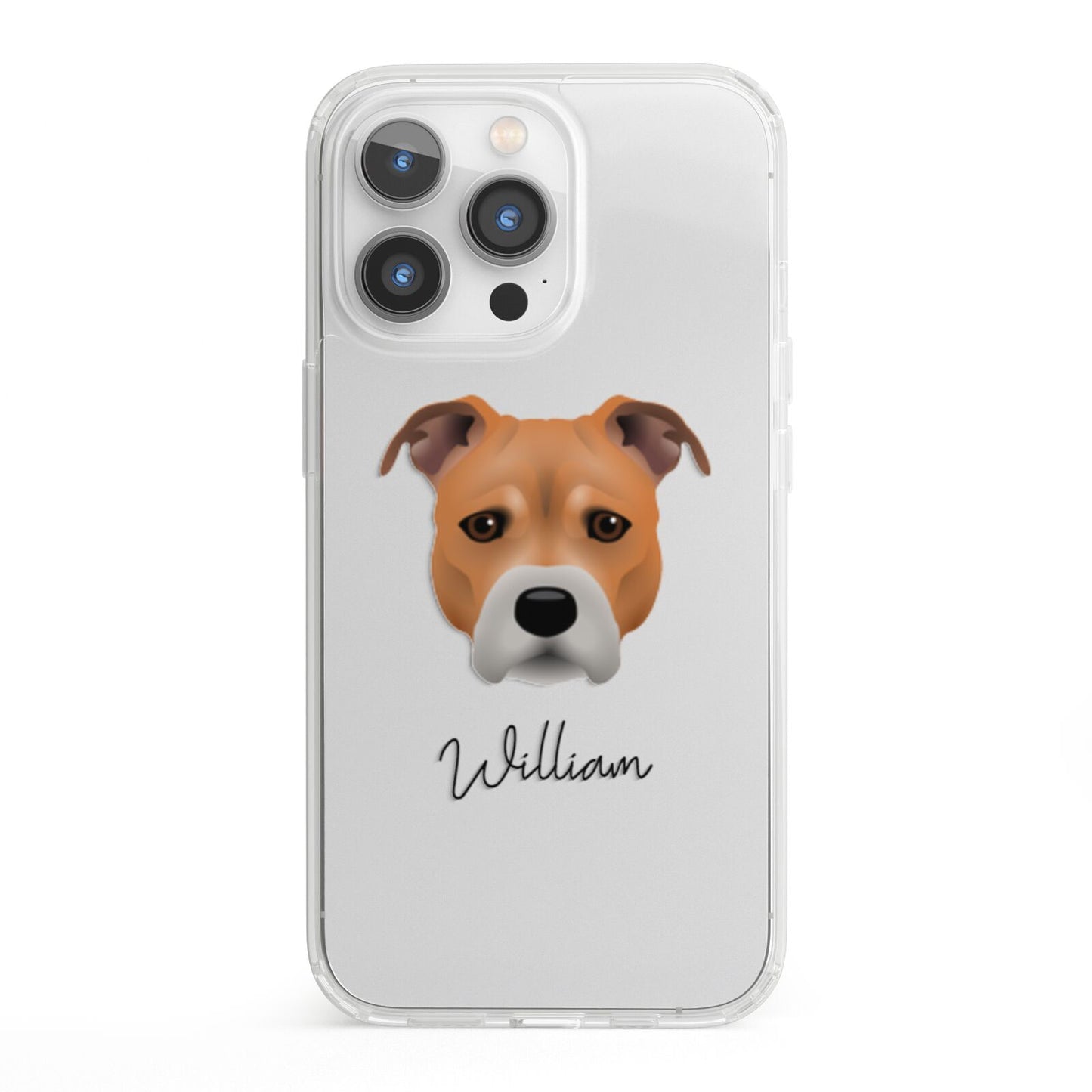 Staffordshire Bull Terrier Personalised iPhone 13 Pro Clear Bumper Case