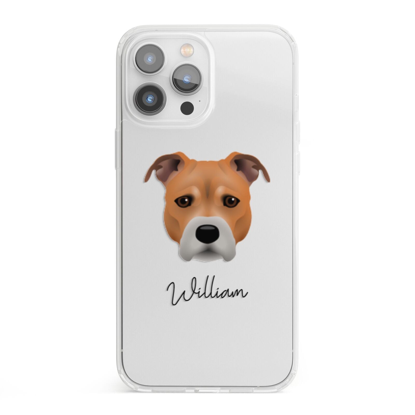 Staffordshire Bull Terrier Personalised iPhone 13 Pro Max Clear Bumper Case