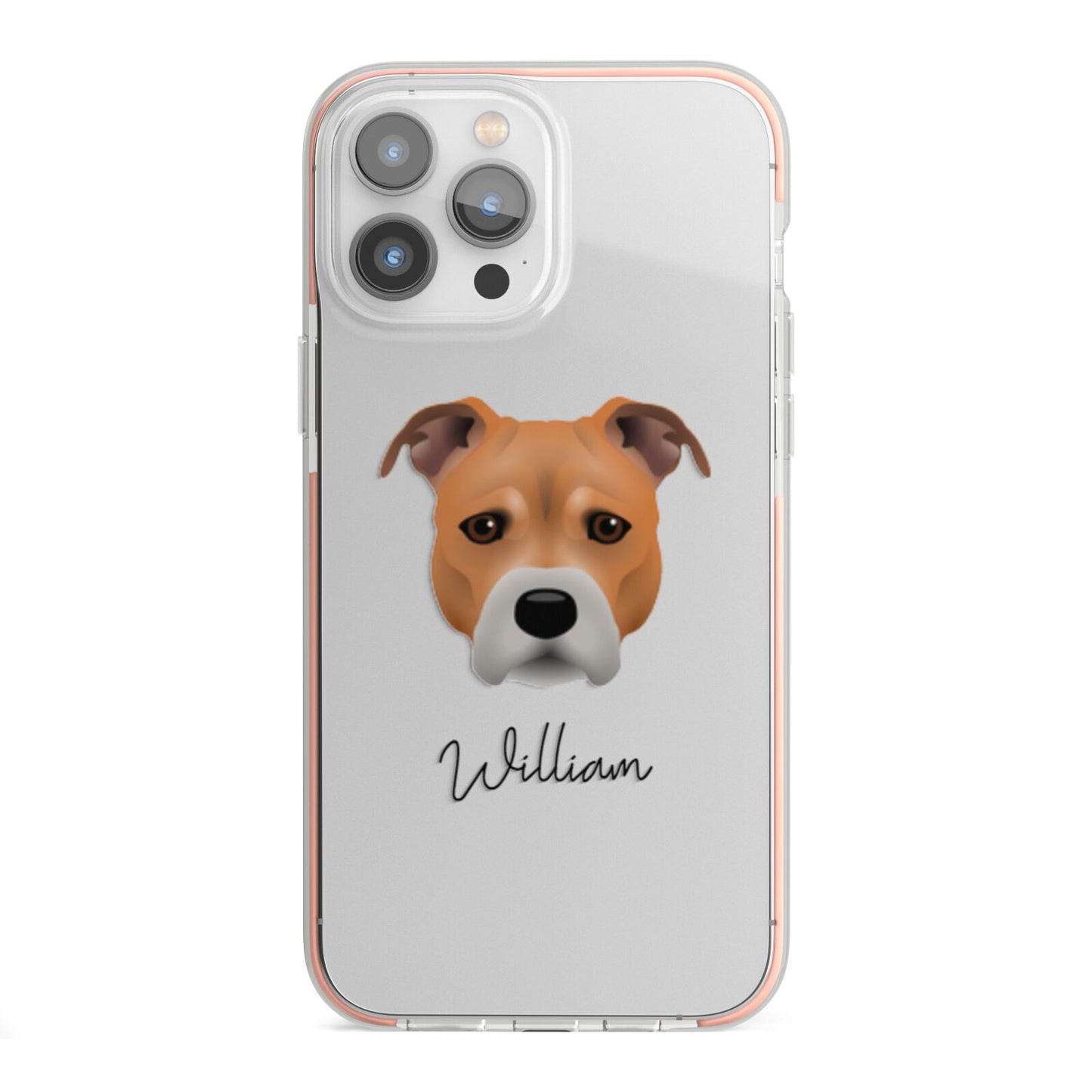 Staffordshire Bull Terrier Personalised iPhone 13 Pro Max TPU Impact Case with Pink Edges