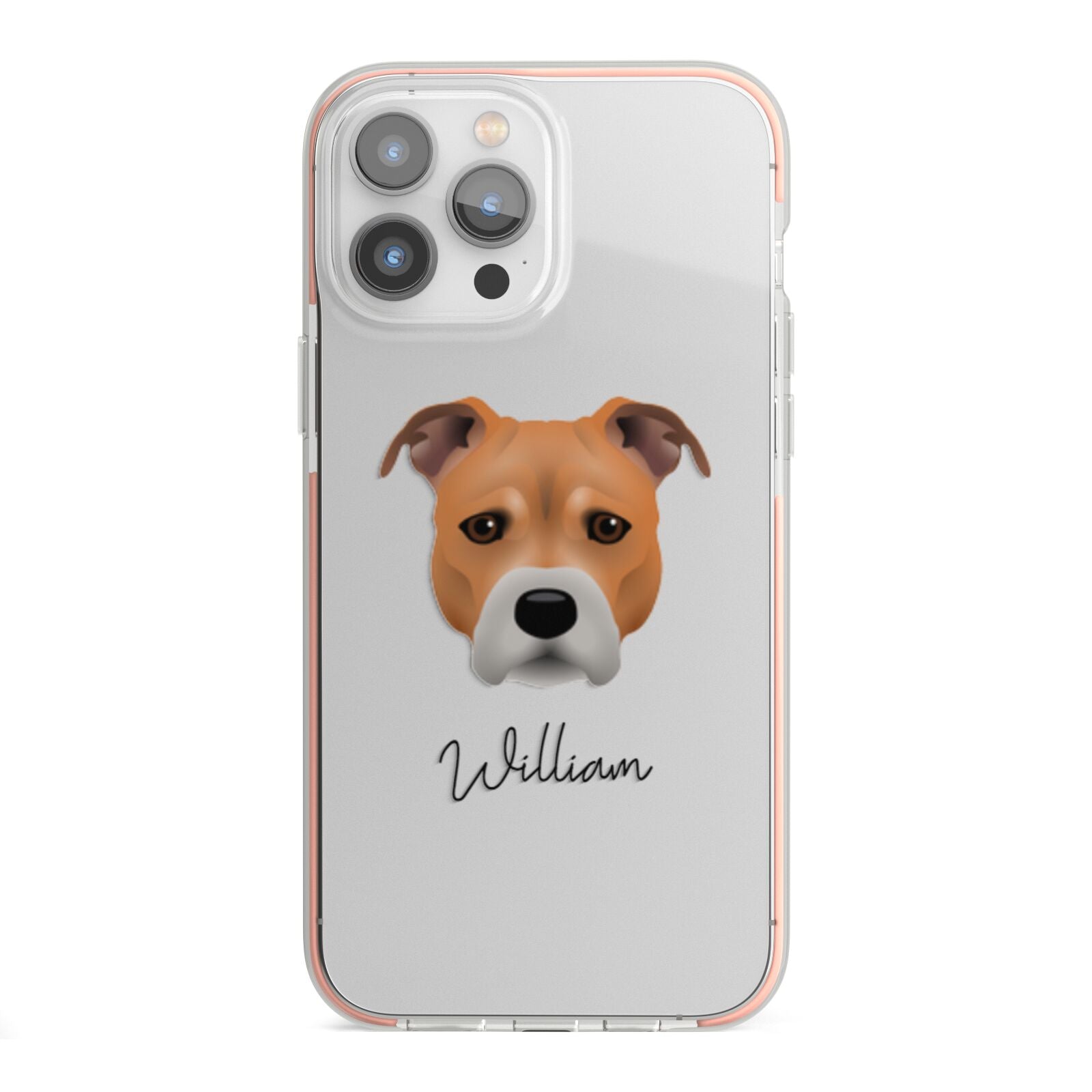 Staffordshire Bull Terrier Personalised iPhone 13 Pro Max TPU Impact Case with Pink Edges