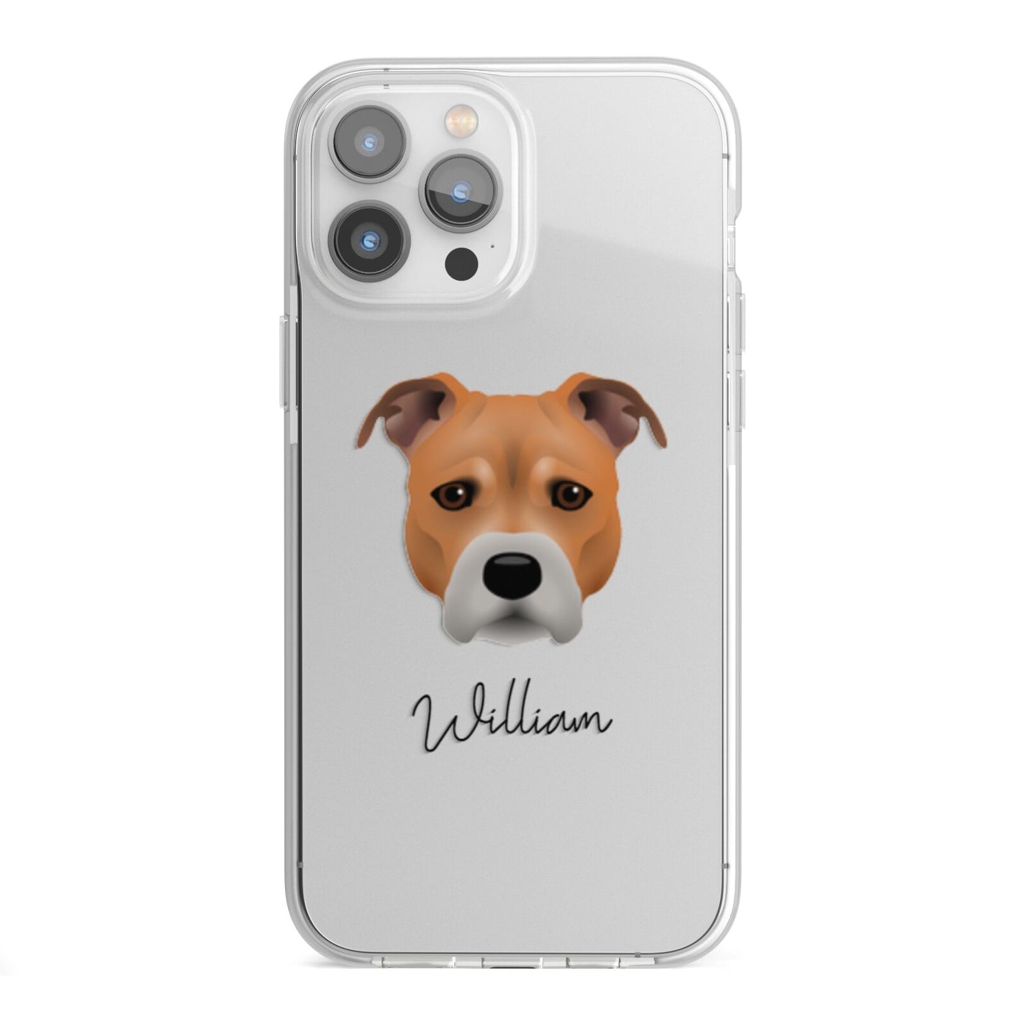 Staffordshire Bull Terrier Personalised iPhone 13 Pro Max TPU Impact Case with White Edges