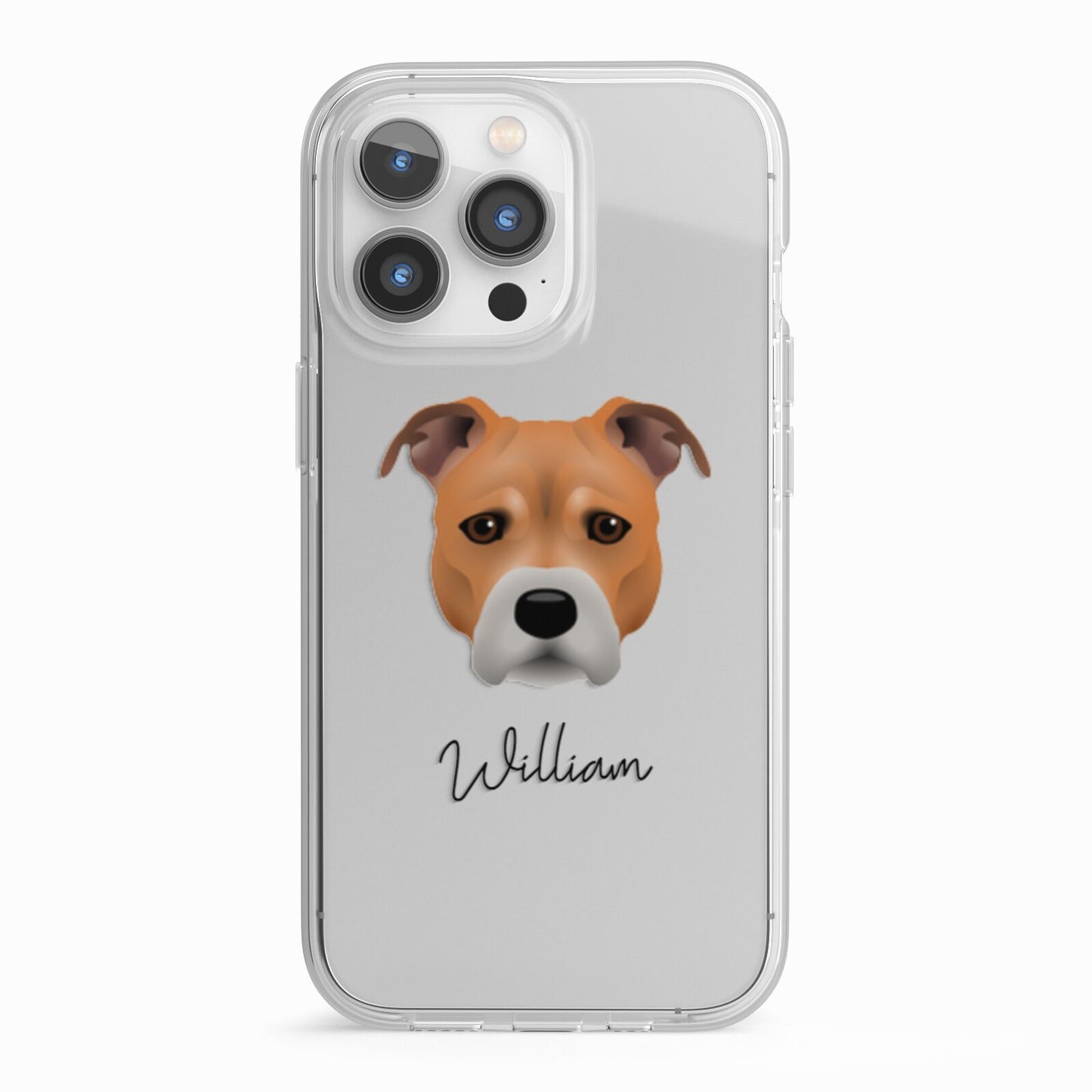 Staffordshire Bull Terrier Personalised iPhone 13 Pro TPU Impact Case with White Edges