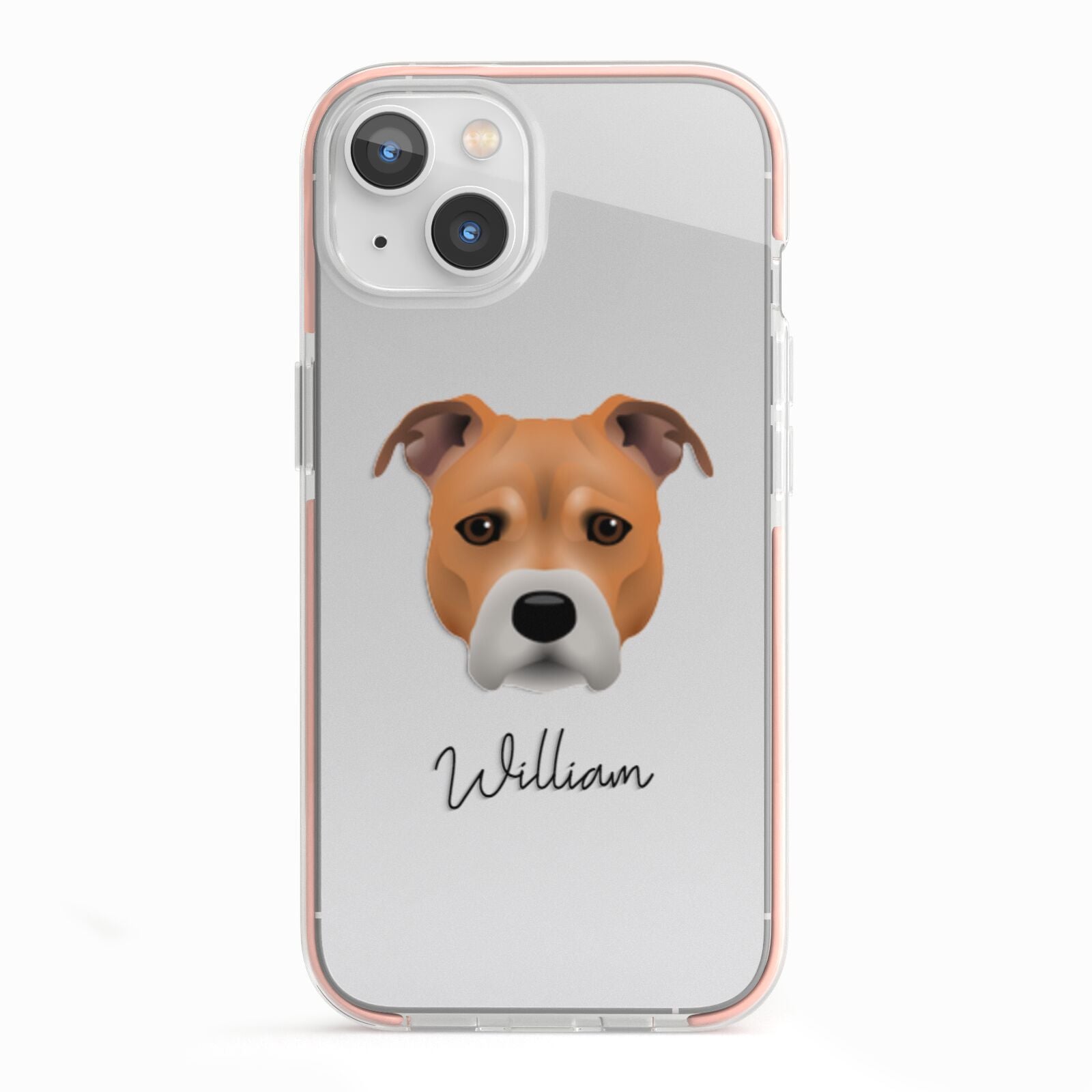 Staffordshire Bull Terrier Personalised iPhone 13 TPU Impact Case with Pink Edges