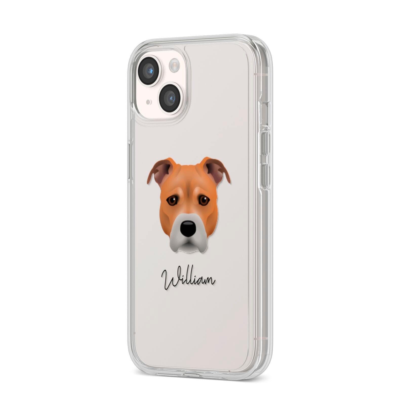 Staffordshire Bull Terrier Personalised iPhone 14 Clear Tough Case Starlight Angled Image