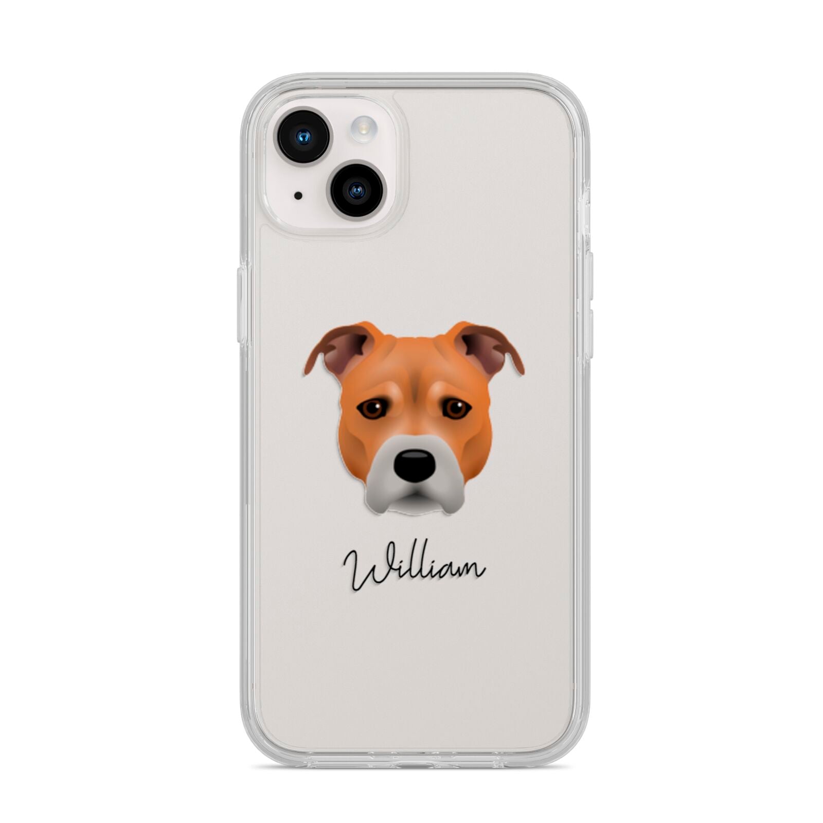Staffordshire Bull Terrier Personalised iPhone 14 Plus Clear Tough Case Starlight